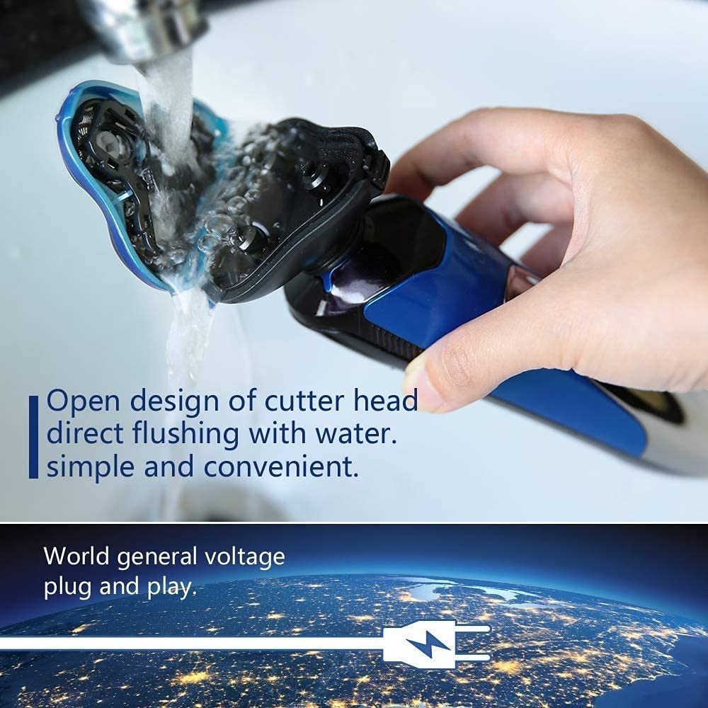 Rechargeable Electric Shaver - IPX6 Waterproof for Wet/Dry Shaving at Home & Travel
