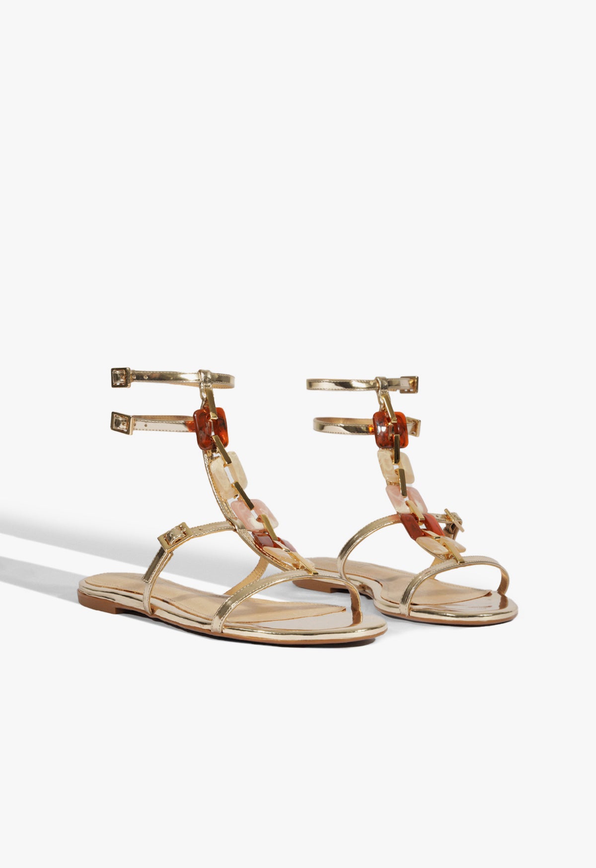 Cassandra Women's Gold Leather Flat Sandals - Comfortable Strappy Summer Sandals for Beach, Vacation & Casual Wear
