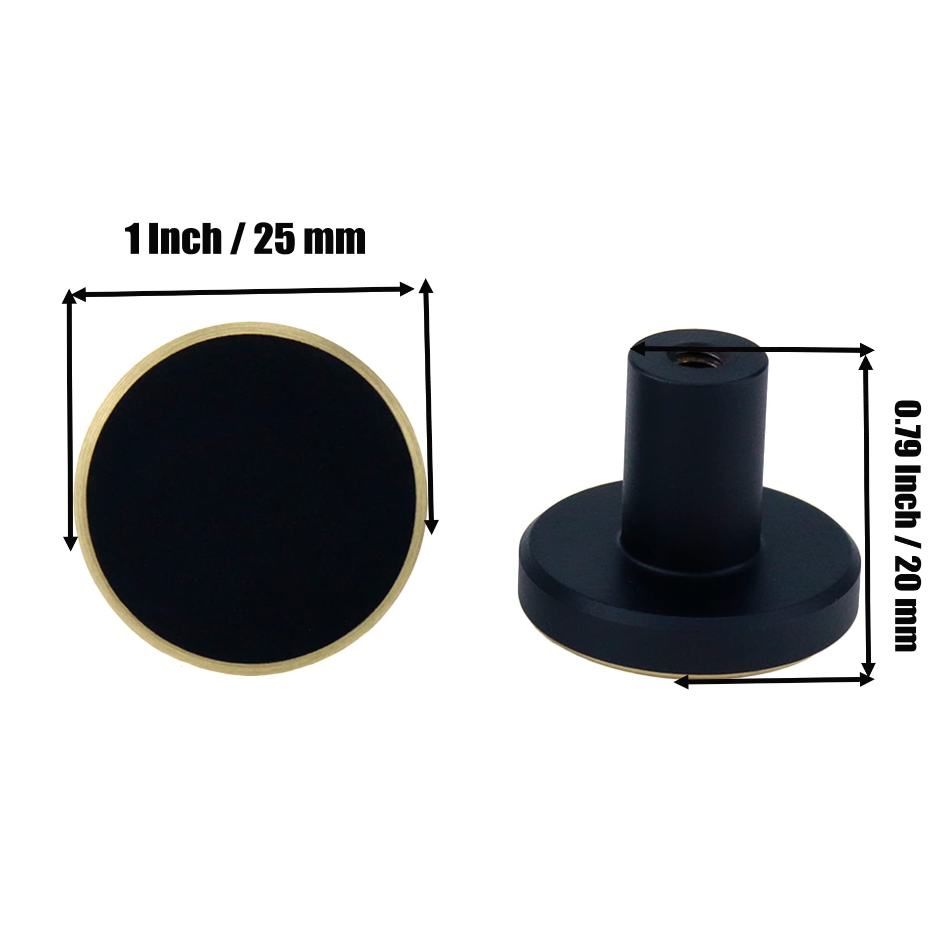 Mcredy Cabinet Knobs Drawer Pulls Handles - 1x0.8 Inch (DxH) Brass & Black Knob Set of 2 - Perfect for Kitchen Cabinets, Bathroom Vanities & Furniture Upgrades