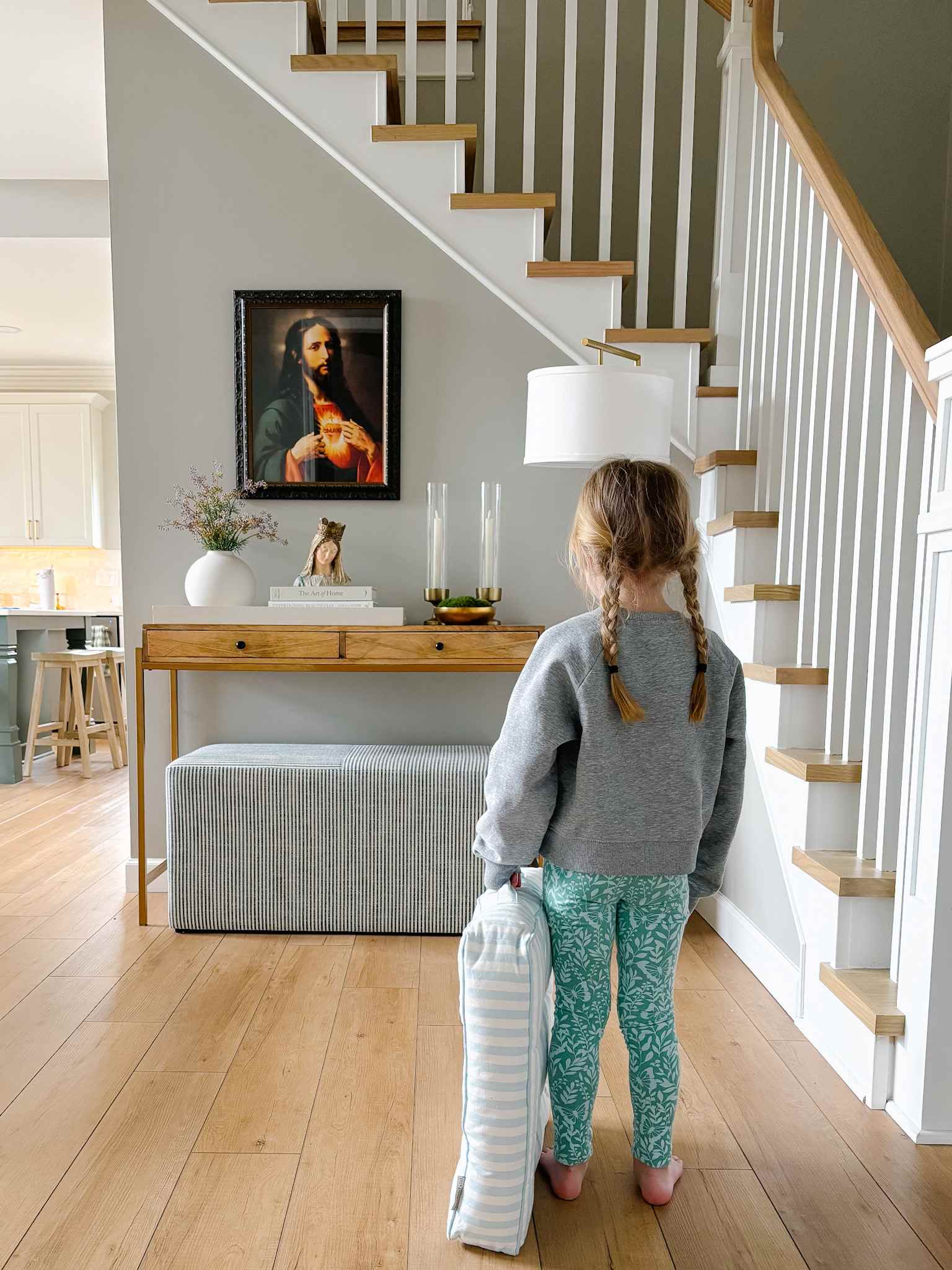 Kids Prayer Kneeler - Sky Blue Stripe Design for Comfortable Worship | Perfect for Church, Home & Sunday School Devotions