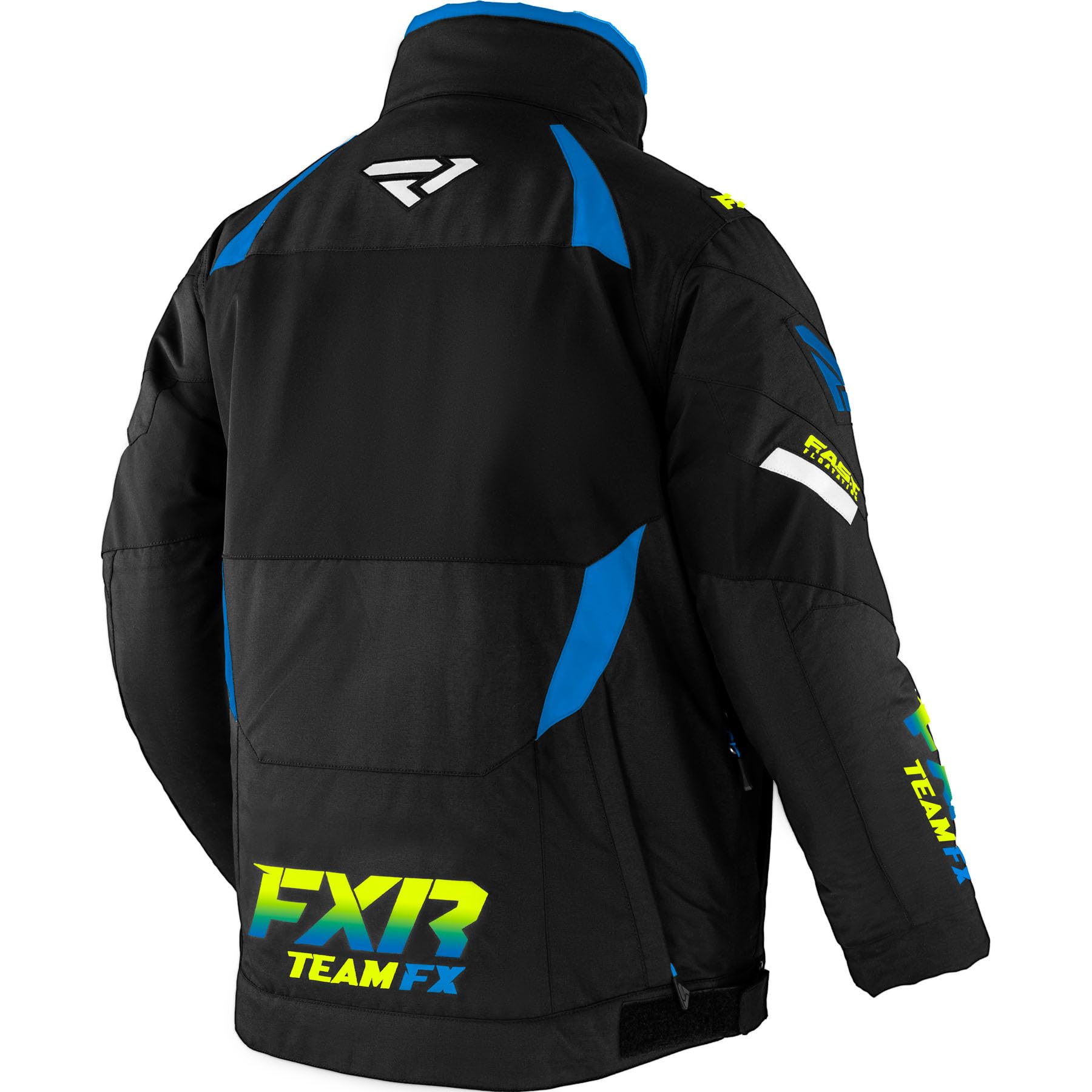 FXR Men's Team FX Jacket 2025 - Black/Blue High Visibility Fade - Waterproof Snowmobile Jacket for Winter Riding & Outdoor Adventures (Large)