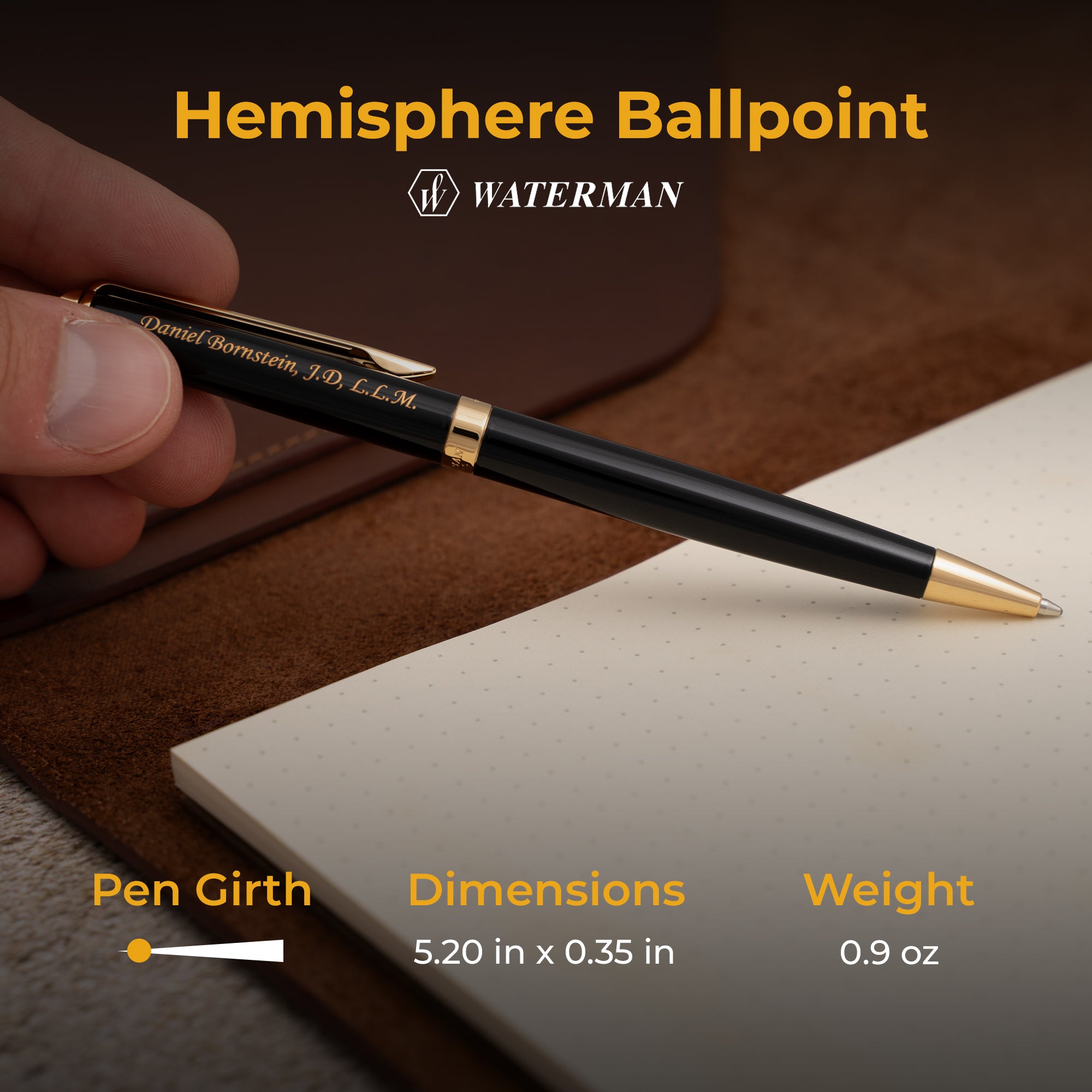Waterman Hemisphere Ballpoint Pen - Black with Gold Trim - Premium Writing Instrument for Business, Office & Gifting