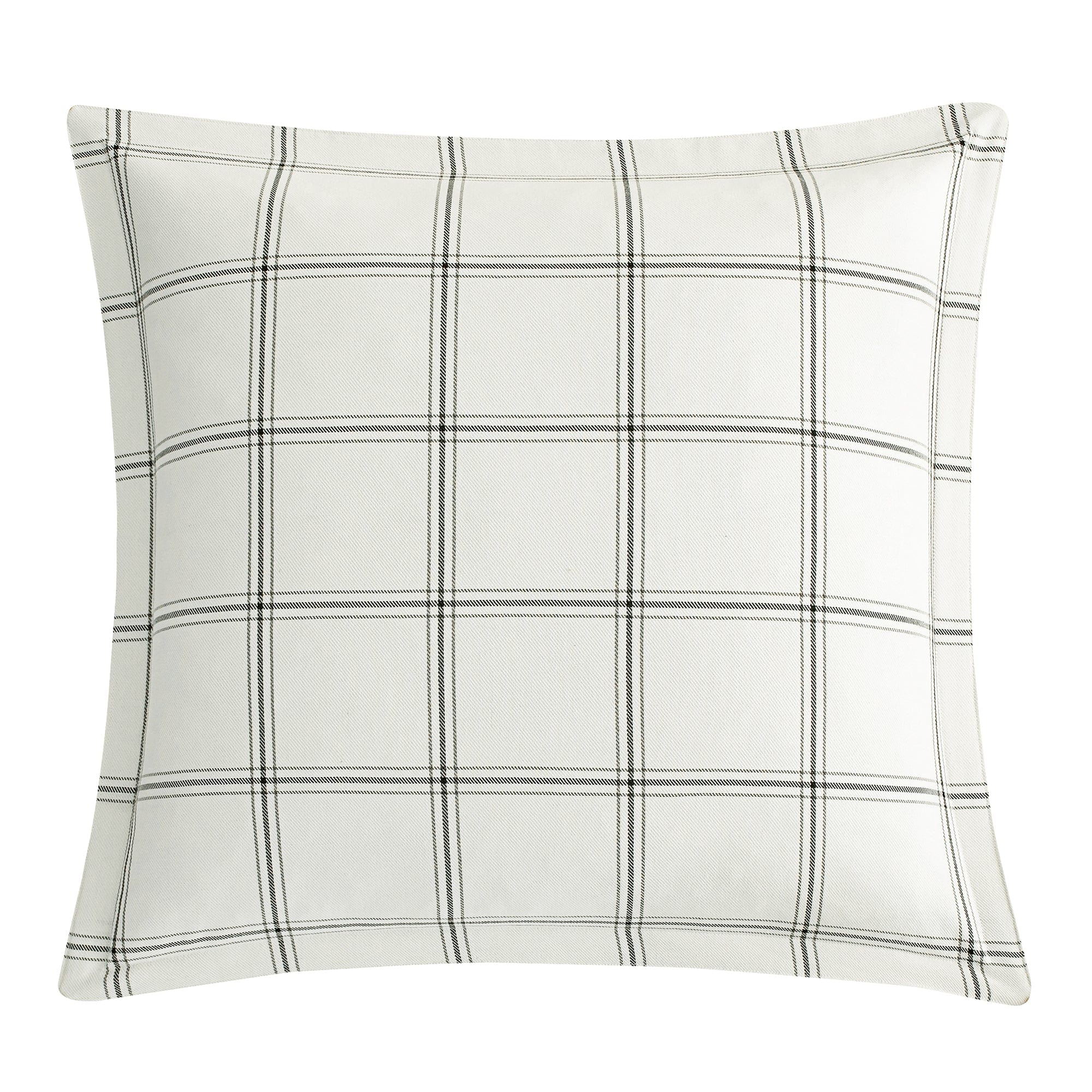 Windowpane Plaid Euro Sham Pillow Cover - Classic Checkered Design for Bedroom Decor | Perfect for Farmhouse, Rustic & Modern Home Styling