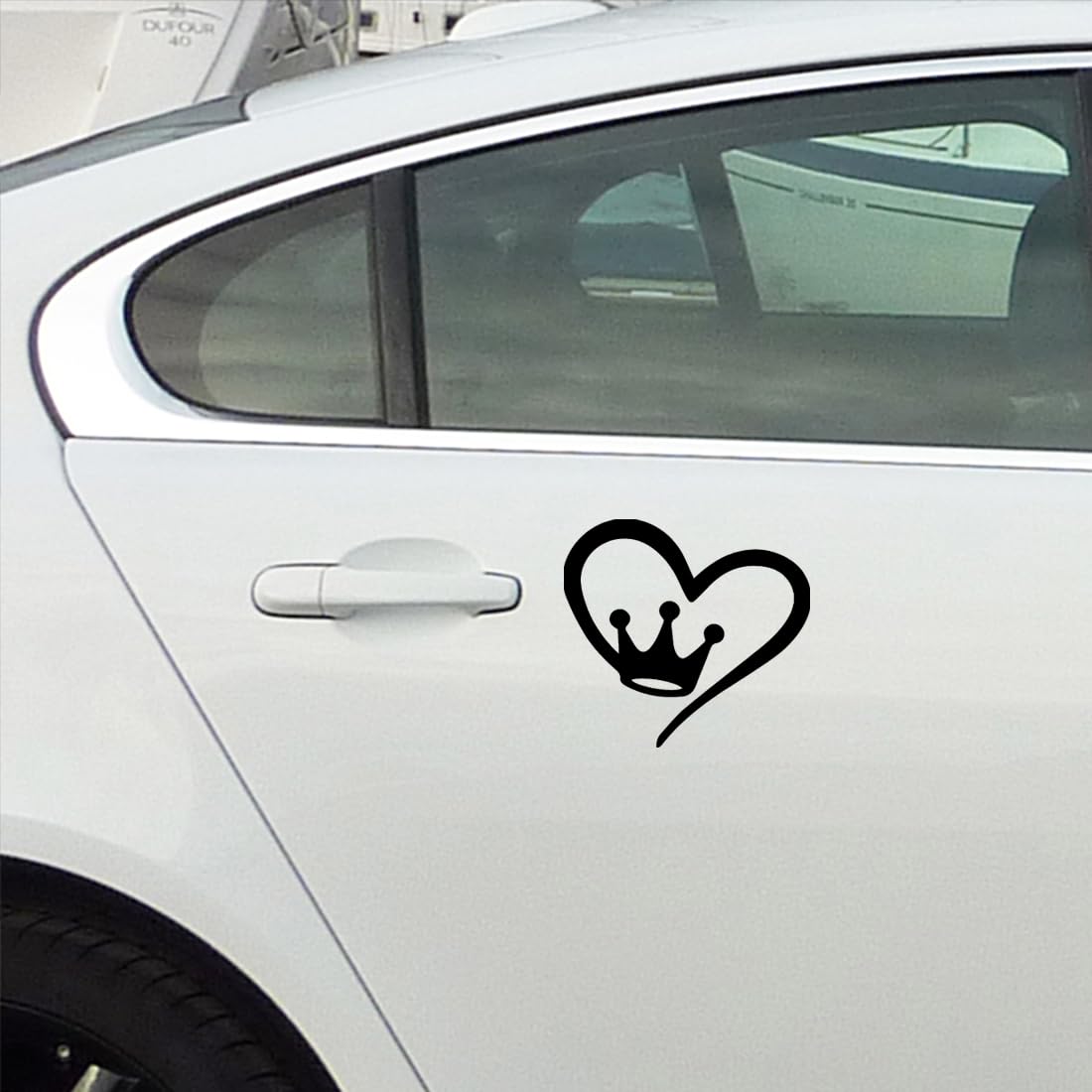 Premium Waterproof Vinyl Decal Stickers - Crown Heart Love (Black) Set of 2 - Durable Laptop, Phone, Helmet & Car Window Stickers - Perfect for Bumpers, Mugs, Cups, Doors & Wall Decor - Great for DIY Home, Office & Vehicle Customization