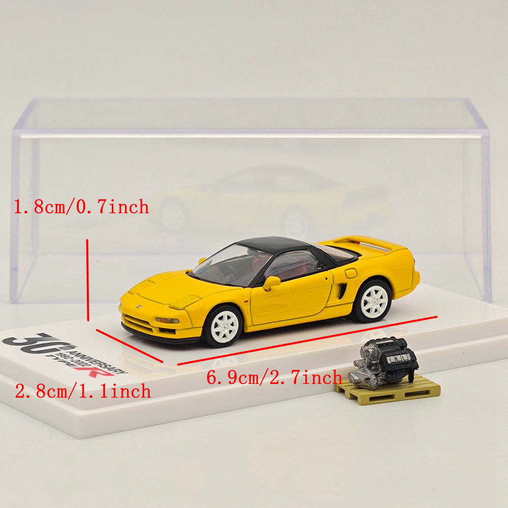 1/64 Scale Honda NSX NA1 Type R 1994 Diecast Model Car with Engine Display - 30th Anniversary Limited Edition Collectible for Car Enthusiasts | Perfect for Display Cases, Model Car Collections, and Gift Giving