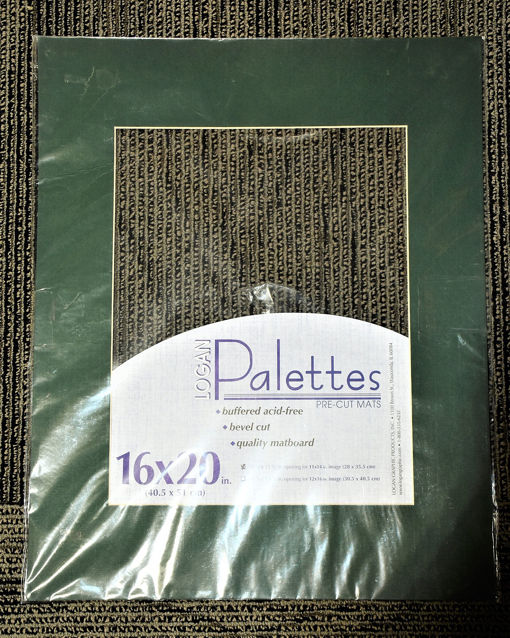 Logan Graphic Palettes Pre-Cut Mats 16x20 Inches - Acid-Free Dark Green Mat Board for Framing Photos, Artwork & Certificates | Perfect for Home Decor, Office Displays & Gift Presentations