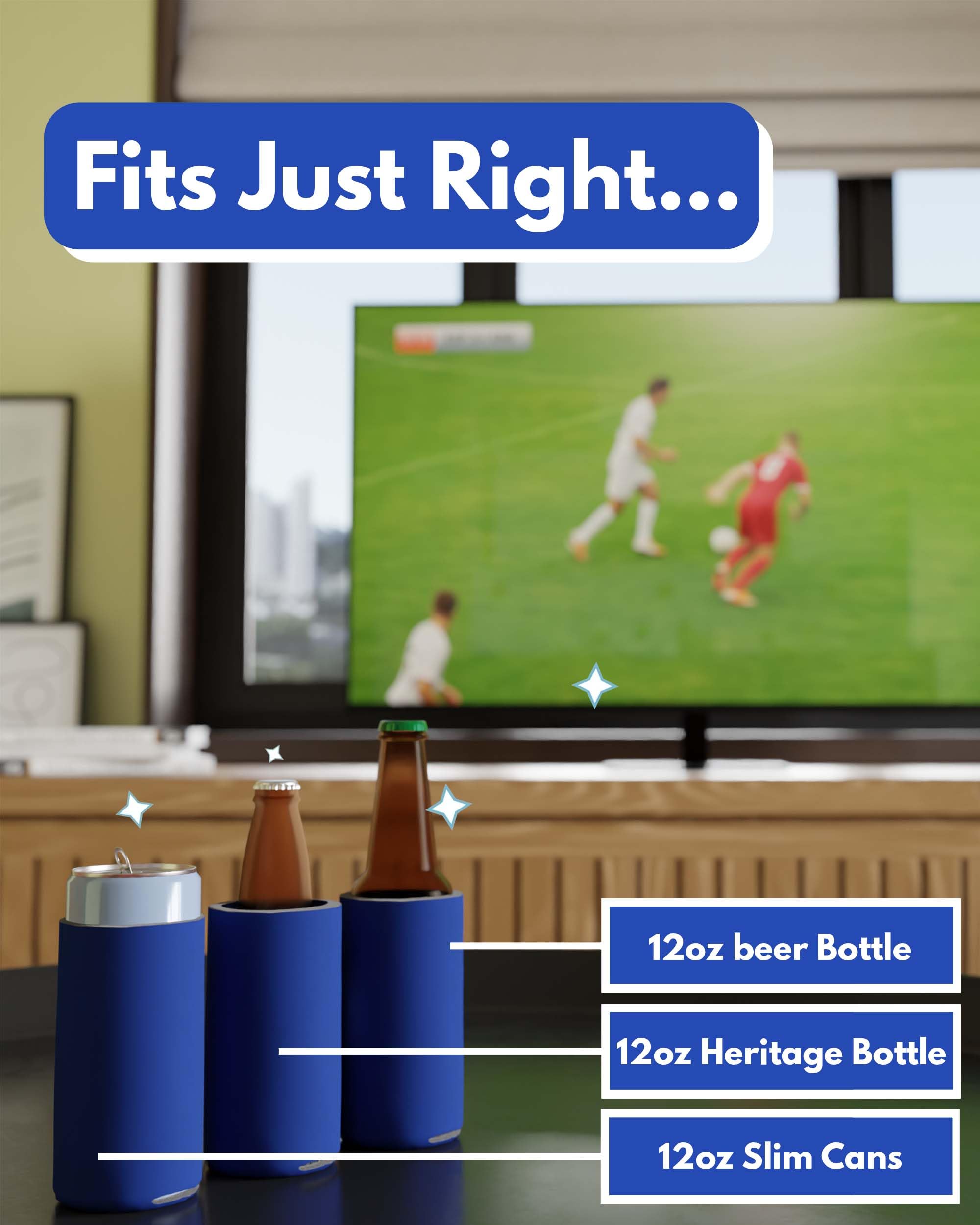 200 Pack Royal Blue Blank Slim Can Cooler Sleeves - Customizable Sublimation Coolers for Beer Bottles & 12oz Tall Cans | Skinny Collapsible Insulated Drink Sleeves | Perfect for Parties, BBQs, and Outdoor Events