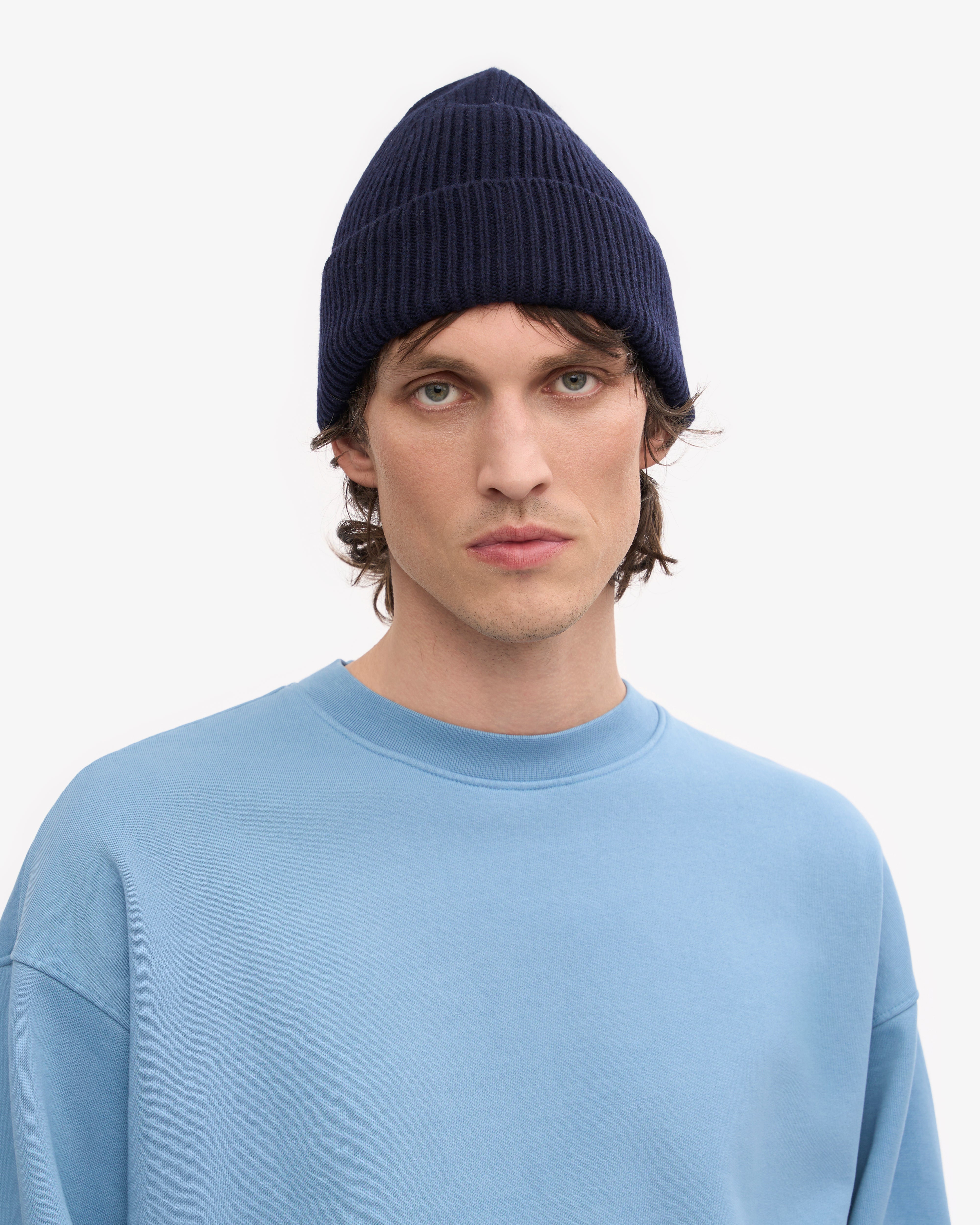 Premium Merino Wool Beanie for Men & Women - Soft Warm Winter Hat in Navy Blue - Ideal for Skiing, Hiking & Outdoor Activities