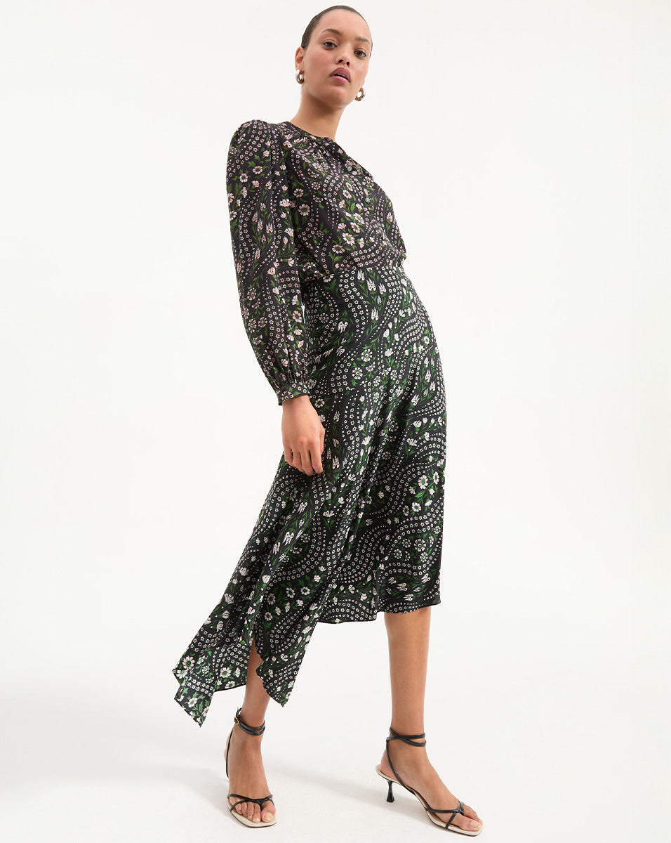 Elegant Rosemary Silk Skirt for Women - Flowy Midi Length with Side Slit | Perfect for Weddings, Parties & Summer Outfits