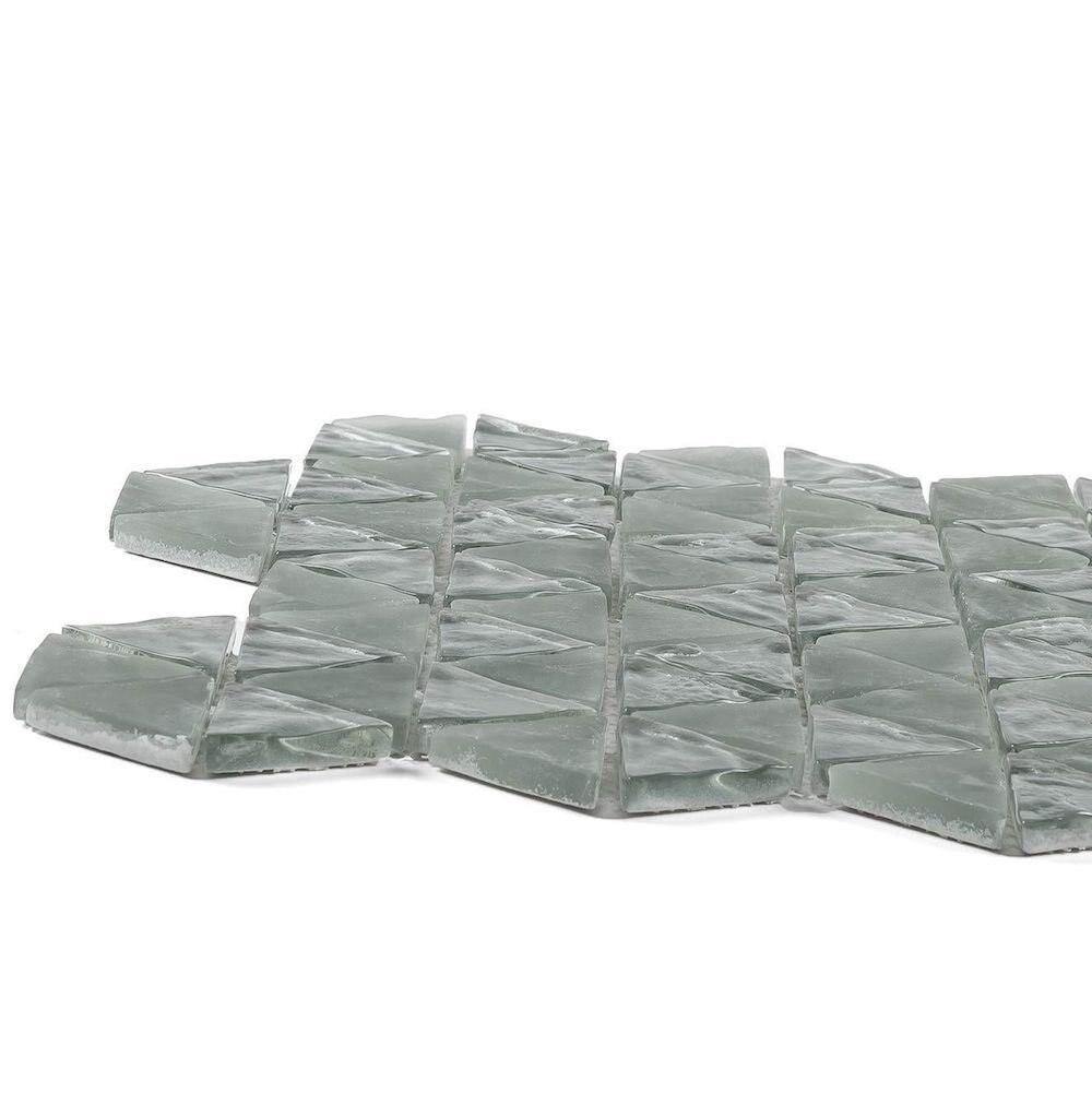 Premium Glass Mosaic Triangle Tiles - Frosted Sleet Design for Kitchen Backsplash, Bathroom Wall & DIY Home Decor Projects