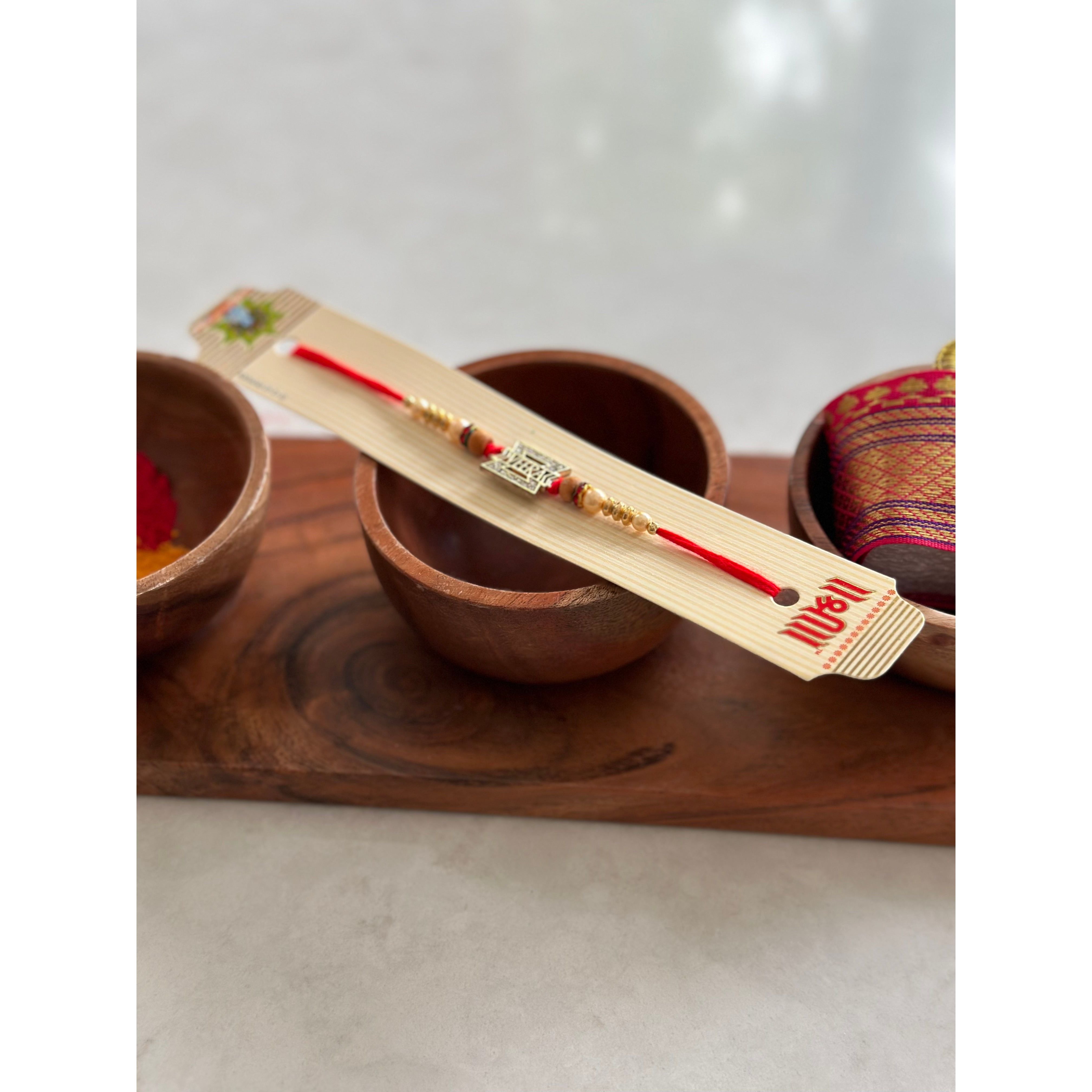 Veera Rakhi with Pearls and Beads - Traditional Indian Bracelet for Raksha Bandhan, Brother's Day & Sibling Bonding Gifts