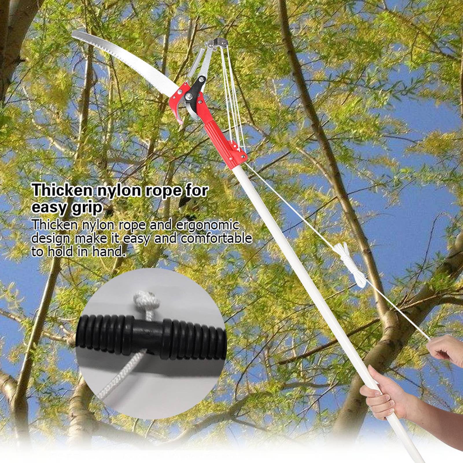 **4-Wheel Manual Pole Saw - High Reach Tree Trimmer & Branch Cutter for Garden Pruning | Durable Pole Pruner for Trimming Trees, Shrubs & Tall Branches | Perfect for Landscaping, Yard Maintenance & DIY Gardening**