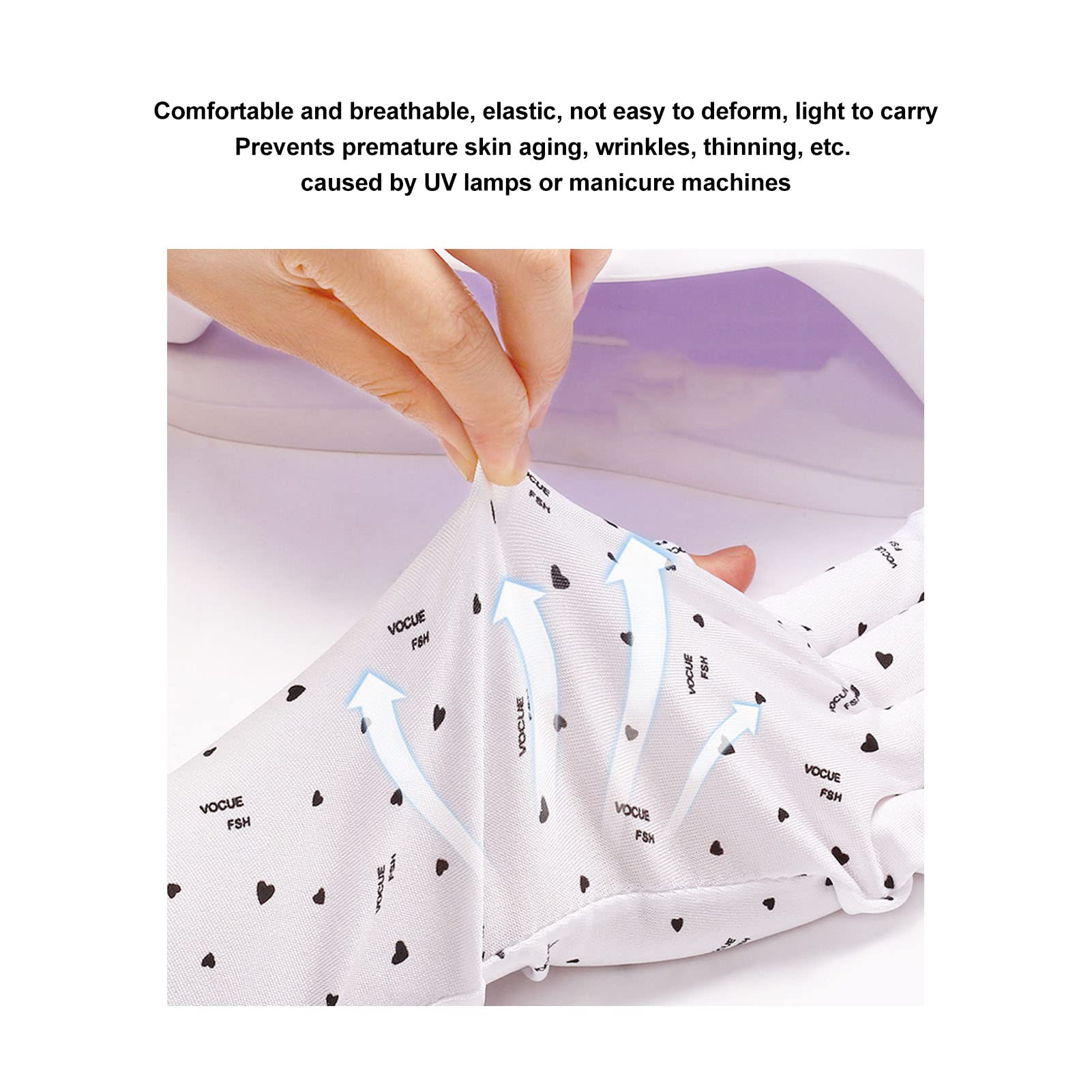 UV Protection Gloves for Gel Nails - Stretchy & Breathable Hand UV Blocking Gloves for Nail Salon, Travel & Outdoor Activities