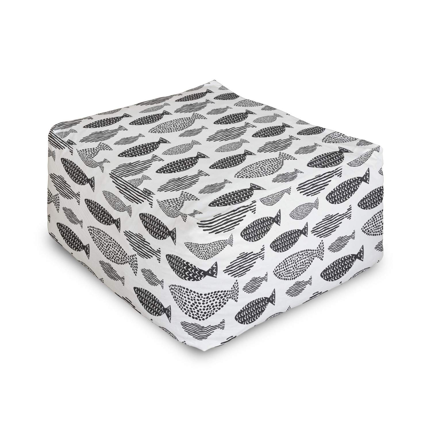 Ambesonne Minimalist Fish Pattern Rectangle Pouf Ottoman - 25