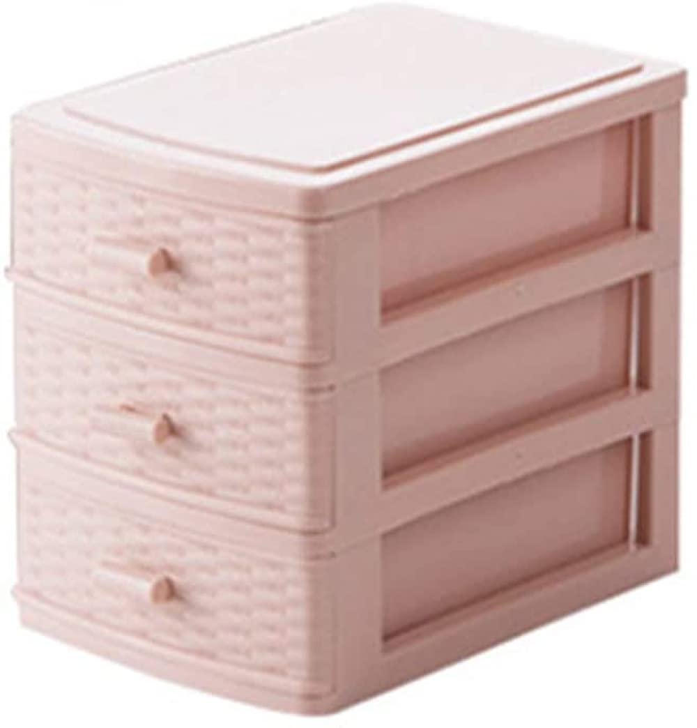Mavoorick 3-Layer Mini Desktop Storage Organizer - Pink Plastic Drawer Box for Cosmetics, Jewelry, Lipstick & Small Accessories | Perfect for Vanity, Bathroom, Office & Travel Organization