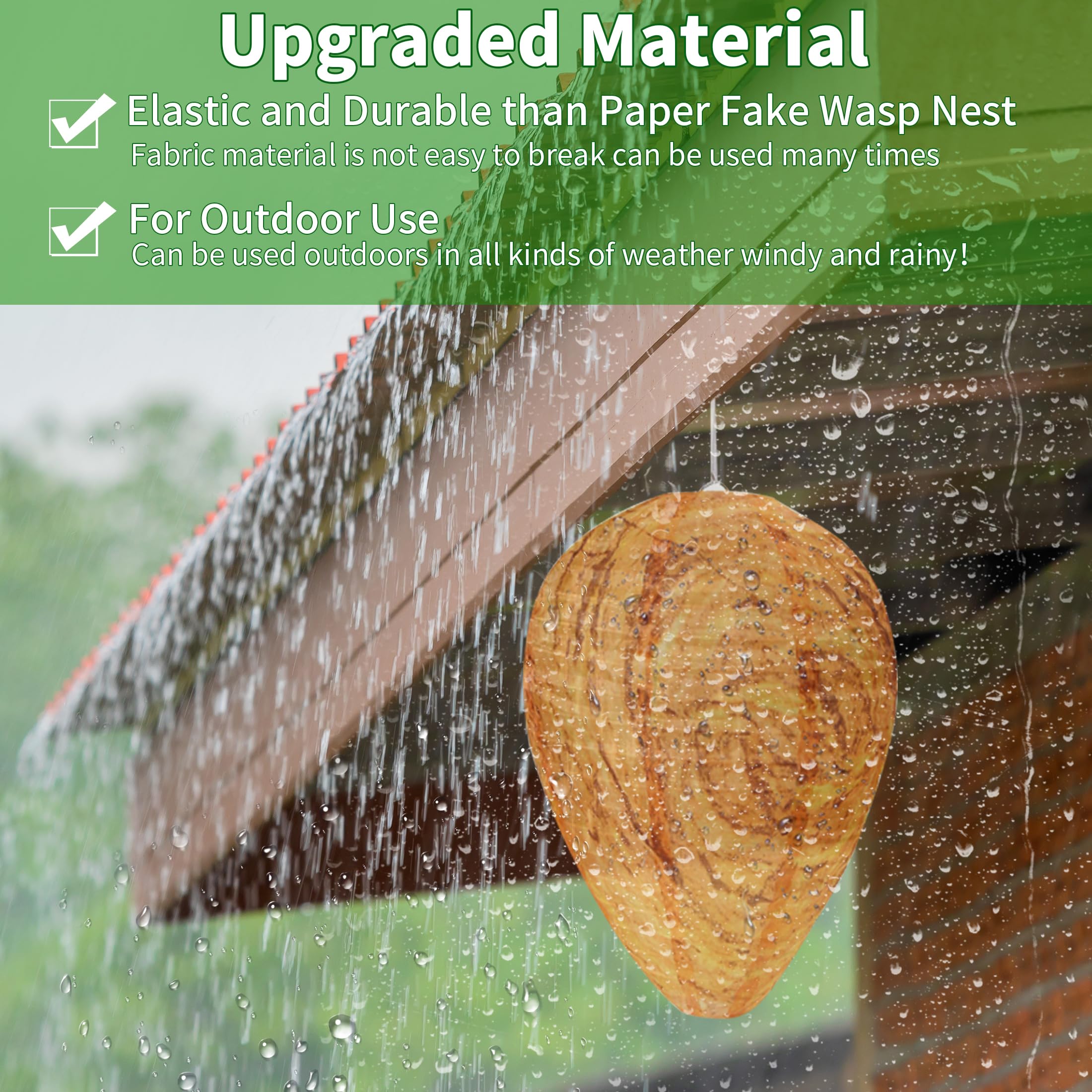 4 Pack Fake Wasp Nest Decoy - Outdoor Waterproof Wasp Deterrent - Hanging Hornet Nest Replica for Patio, Backyard, Garden - Natural Wasp Repellent for Home & Outdoor Areas (Orange) - Perfect for BBQ Parties, Camping and Outdoor Dining Protection