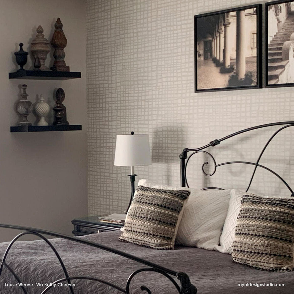 Loose Weave Wall Stencil - DIY Home Decor Painting Template for Boho & Farmhouse Style - Perfect for Bedroom, Living Room, and Accent Walls