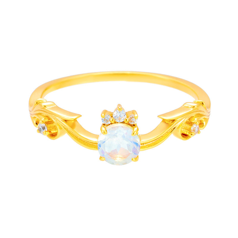 CZ Moonstone Gemini Birthstone Ring for Women - Elegant Curve Design, June Birthstone Jewelry Gift for Her - Perfect for Birthdays, Anniversaries & Special Occasions