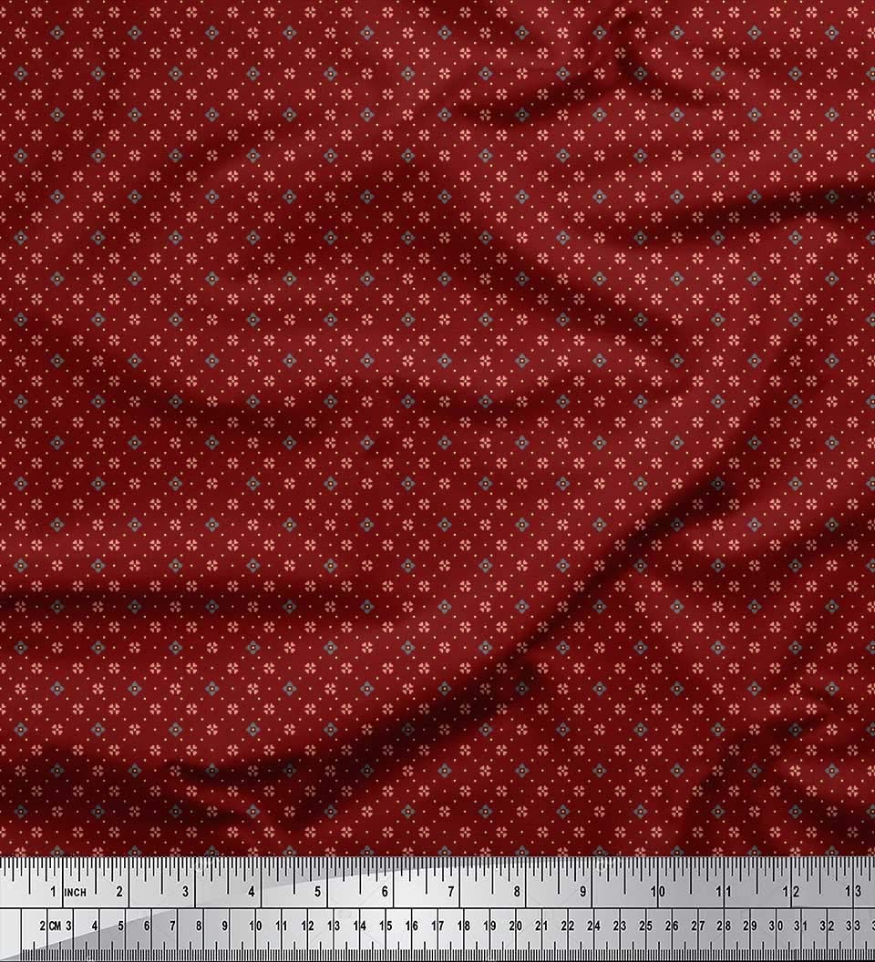Soimoi Moss Georgette Brown Fabric by The Yard - 42 Inch Wide Printed Fabric with Playful Dot & Heart Small Print - Perfect for DIY Dresses, Blouses, and Home Decor Projects