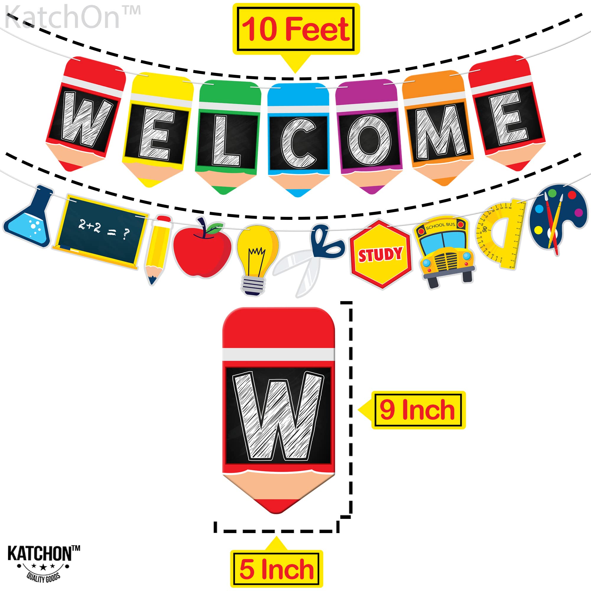 KatchOn Large 10 Feet Welcome Banner for Back To School Decorations - No DIY Required | Perfect for Back To School Party, Classroom Decor & First Day of School Backdrop | Great for School Events, Classroom Walls & Photo Booths
