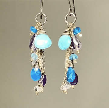 Sleeping Beauty Turquoise Dangle Earrings with Moonstone & Amethyst in Mixed Metals - Boho Chic Jewelry for Women, Perfect for Weddings, Parties & Everyday Wear