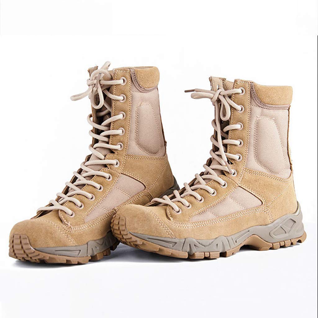 Men's Tactical Boots - High-Top Outdoor Hiking Shoes, Military Combat Boots for Camping & Army Use, Beige - Size 42/UK 8/US 8.5 | Durable & Comfortable for Hiking, Hunting & Outdoor Adventures