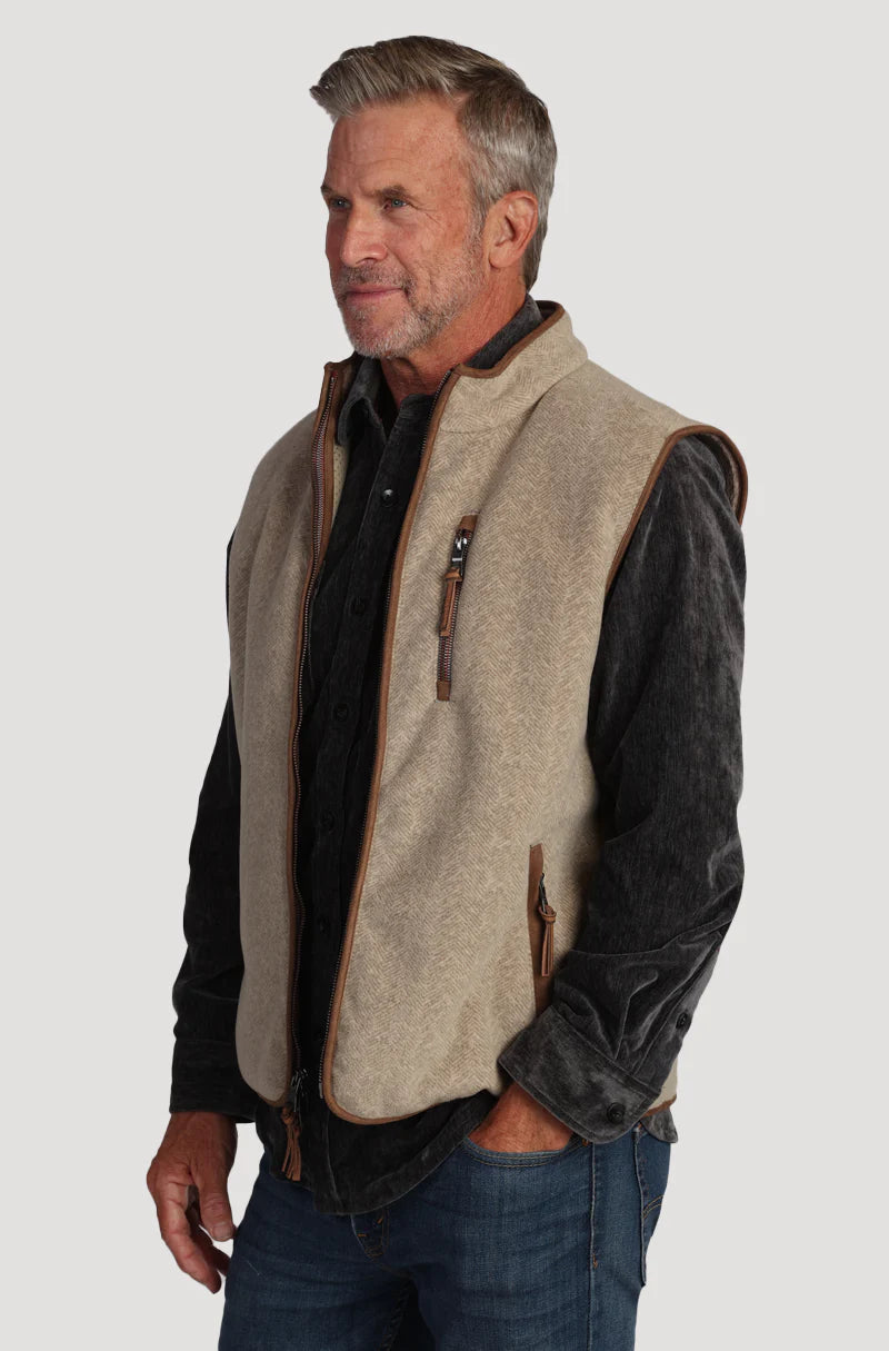 TRUE GRIT Herringbone Fleece Vest for Men & Women - Warm & Stylish Outdoor Layering for Hiking, Camping & Casual Wear