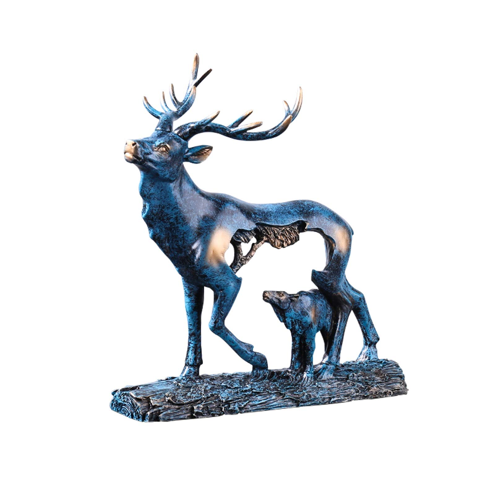 Liushop Chinese Mother and Child Deer Resin Sculpture - Elegant Home & Office Decor, Housewarming Gift for Living Room, Entrance, or Workspace | Feng Shui Artwork & Animal Statue for Interior Design