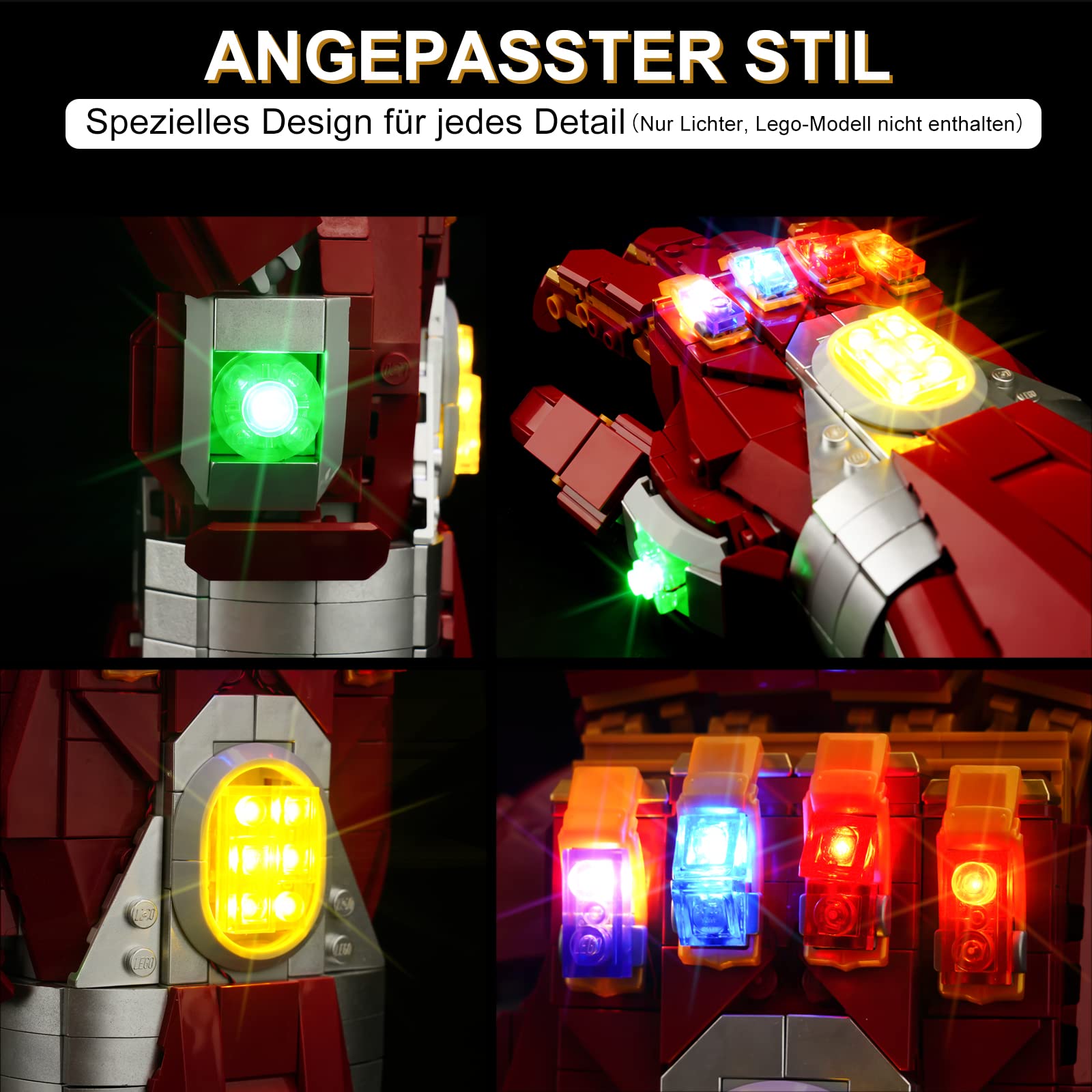 CoolDAC LED Light Kit for Lego 76223 Nano Gauntlet Building Set - Compatible with Marvel Avengers Infinity Gauntlet Model (Lego Set Not Included) | Perfect for Display, Collectors & DIY Lighting Projects