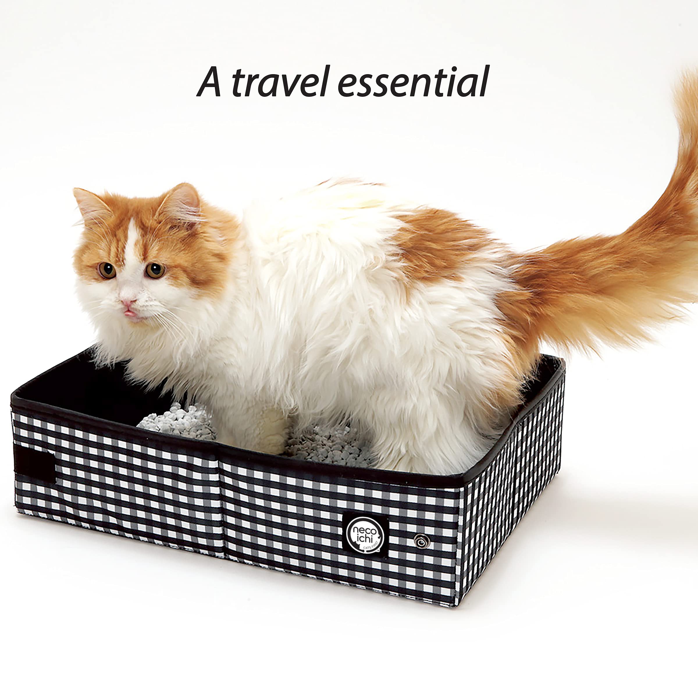 Necoichi Portable Stress-Free Cat Carrier with Litter Box - Lightweight Travel Cage for Indoor & Outdoor Use - Perfect for Vet Visits, Road Trips & Airplane Travel (Black)