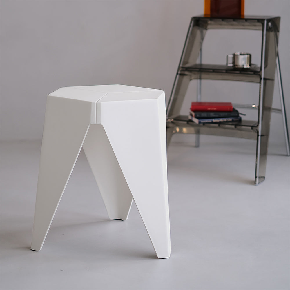 2-Pack White Plastic Bar Stools with Puzzle Design - Perfect for Kitchen Islands, Game Rooms & Small Spaces