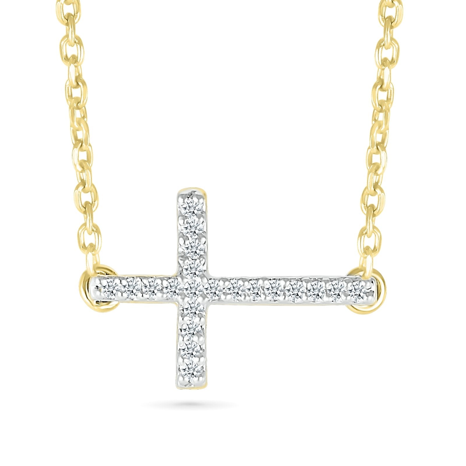 10k Yellow Gold Diamond Cross Necklace for Women - Elegant & Timeless Jewelry Gift for Christmas, Baptism, Wedding & Everyday Wear