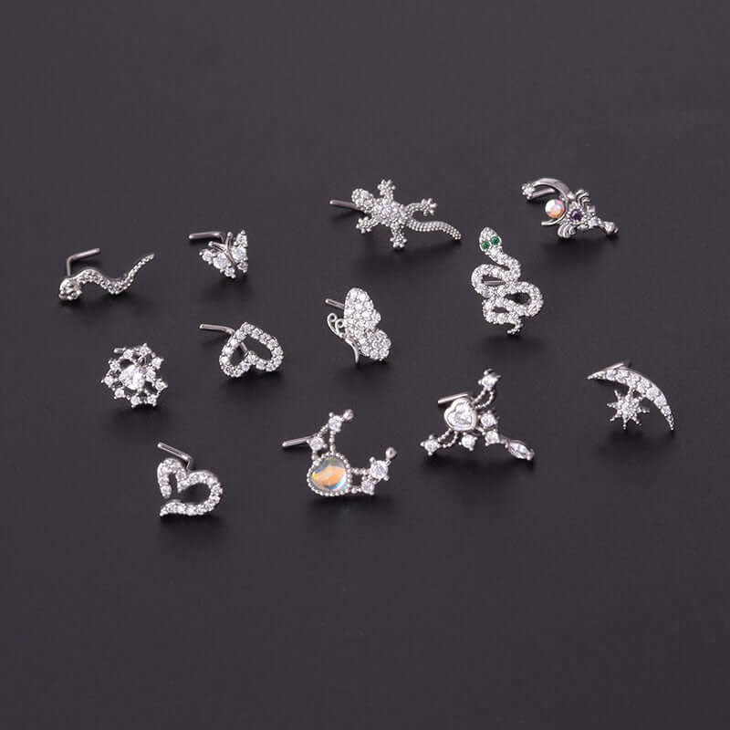 20G L Bend Nose Studs - Hypoallergenic Surgical Steel Nose Ring Piercing Jewelry for Women & Men - Perfect for Cartilage, Septum & Nostril Piercings | HSPJ632