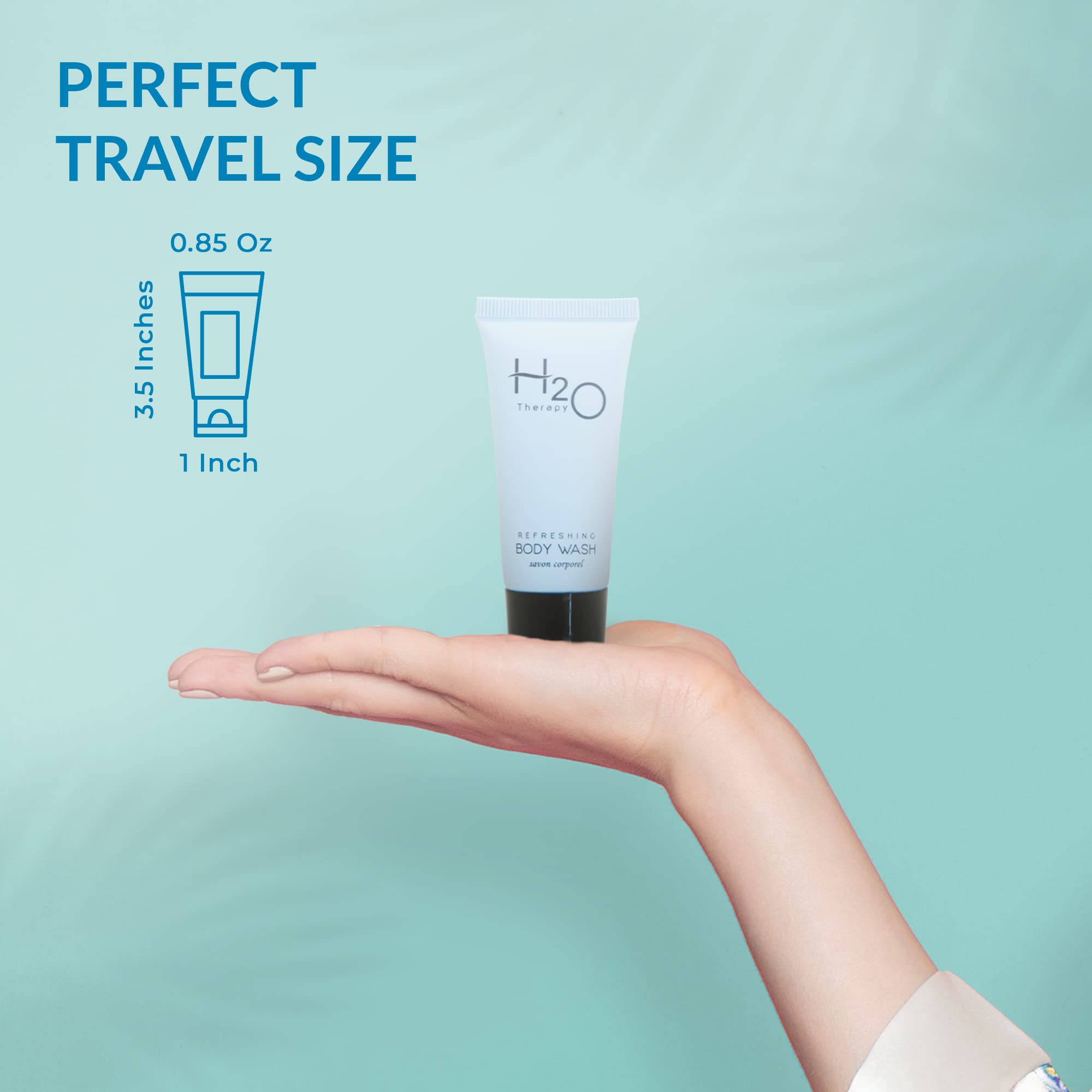 H2O Therapy Body Wash Soap - 0.85 oz Travel Size (Pack of 300) - Perfect for Hotels, Hospitality & Travel Essentials