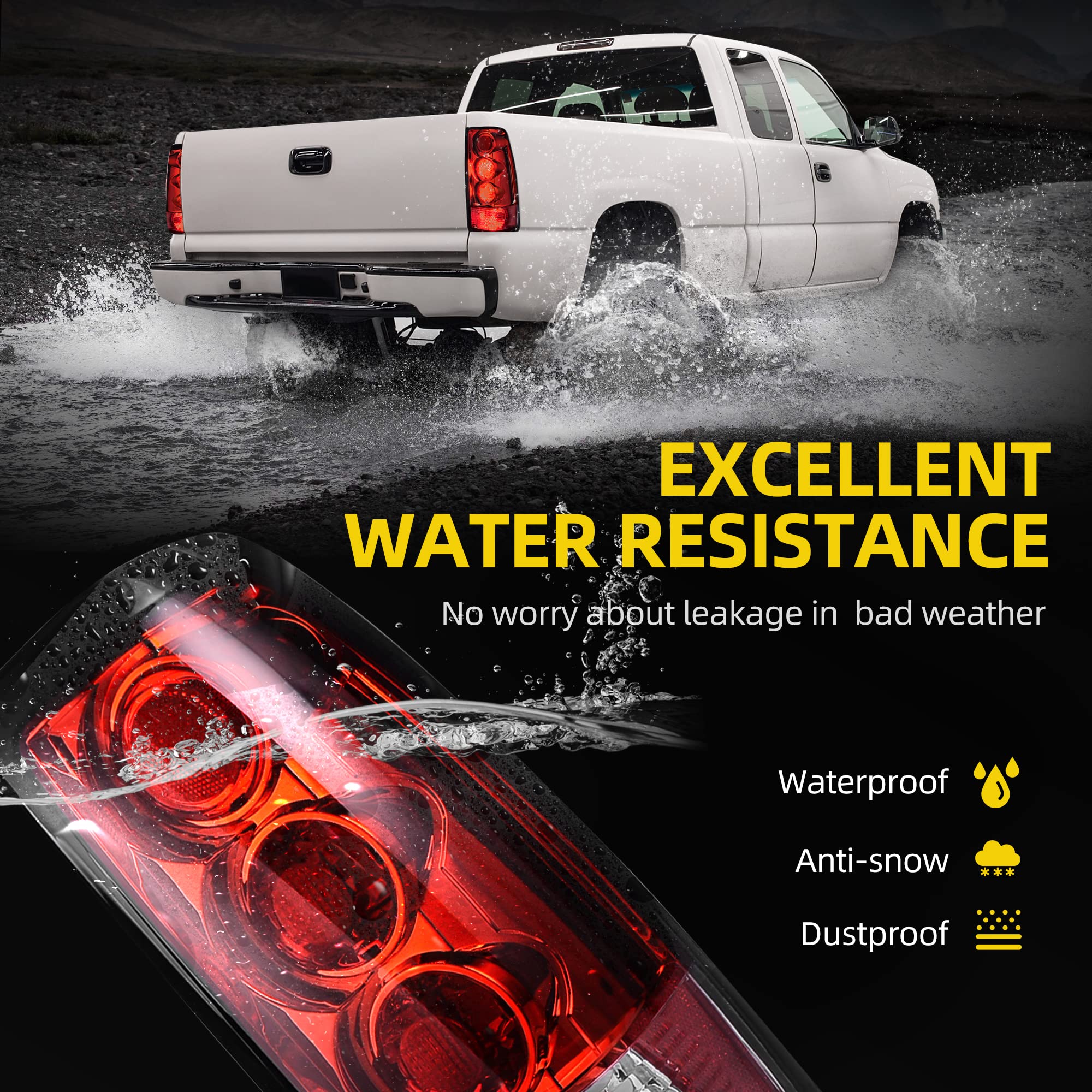 DWVO Replacement Headlight Assembly & Tail Lights Compatible with 1999-2002 Chevrolet Silverado 1500/2500, 2001-2002 Silverado 1500 HD/2500 HD/3500 - Black Housing - Perfect for Night Driving & Off-Road Adventures