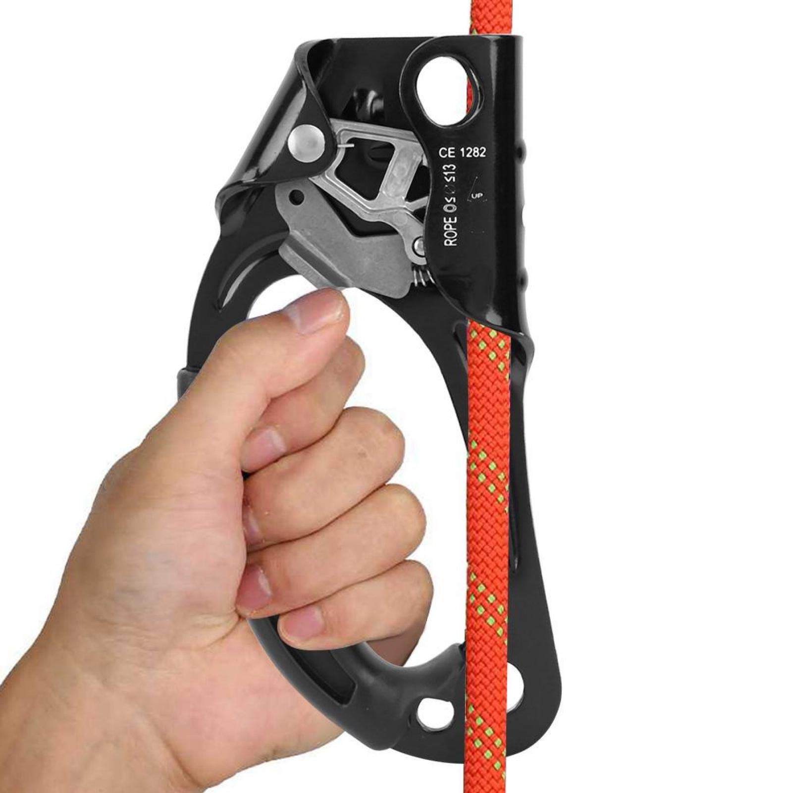 DeWin Elevator Climbing Descender Riser - Professional Rope Clamp Rappelling Equipment for 8-13mm Ropes - Left-Handed Mountaineering Gear for Outdoor Climbing, Caving & Rescue Operations