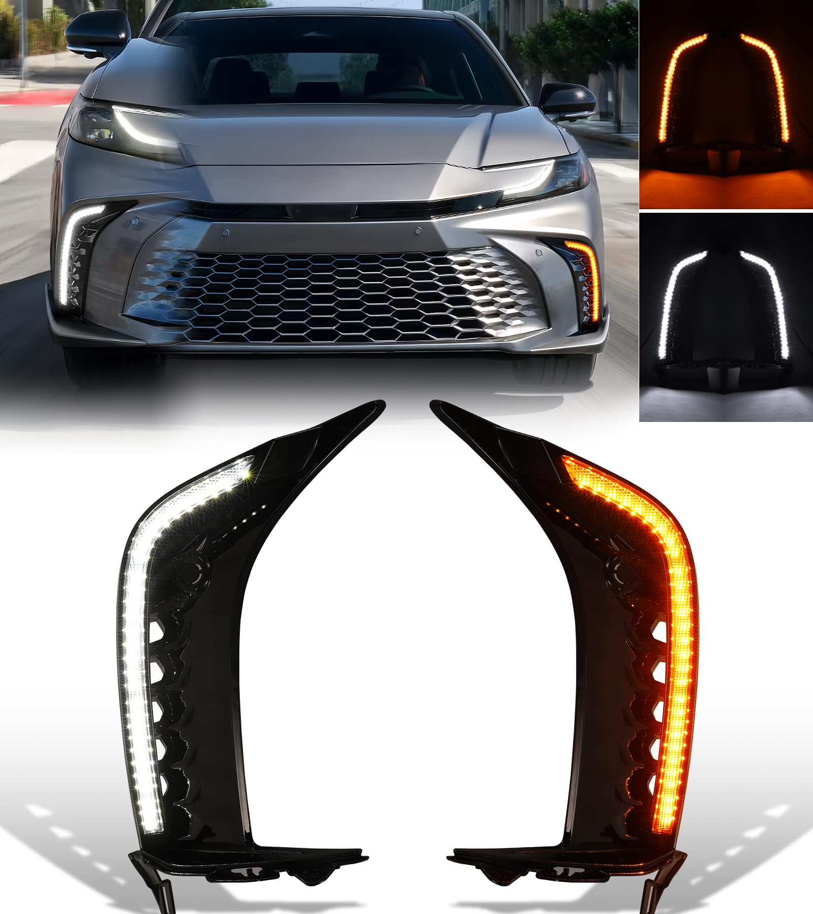 2025 Toyota Camry SE XSE DRL Fog Lights with Turn Signals - 9th Generation Camry Accessories | Daytime Running Lights & Front Bumper Accent Lights (Not Fit LE XLE) | Perfect for Night Driving & Custom Car Styling