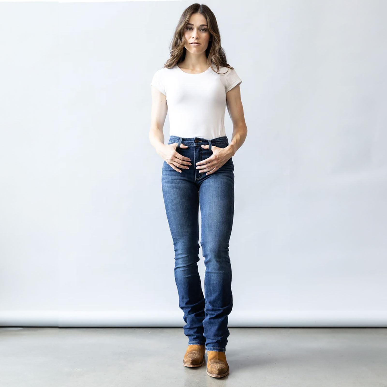 Kimes Ranch Women's Sarah High Rise Bootcut Jeans - Slim Fit, Dark Wash Blue Tri-Blend Denim for Western & Casual Wear | Perfect for Rodeo, Ranch Work & Everyday Style