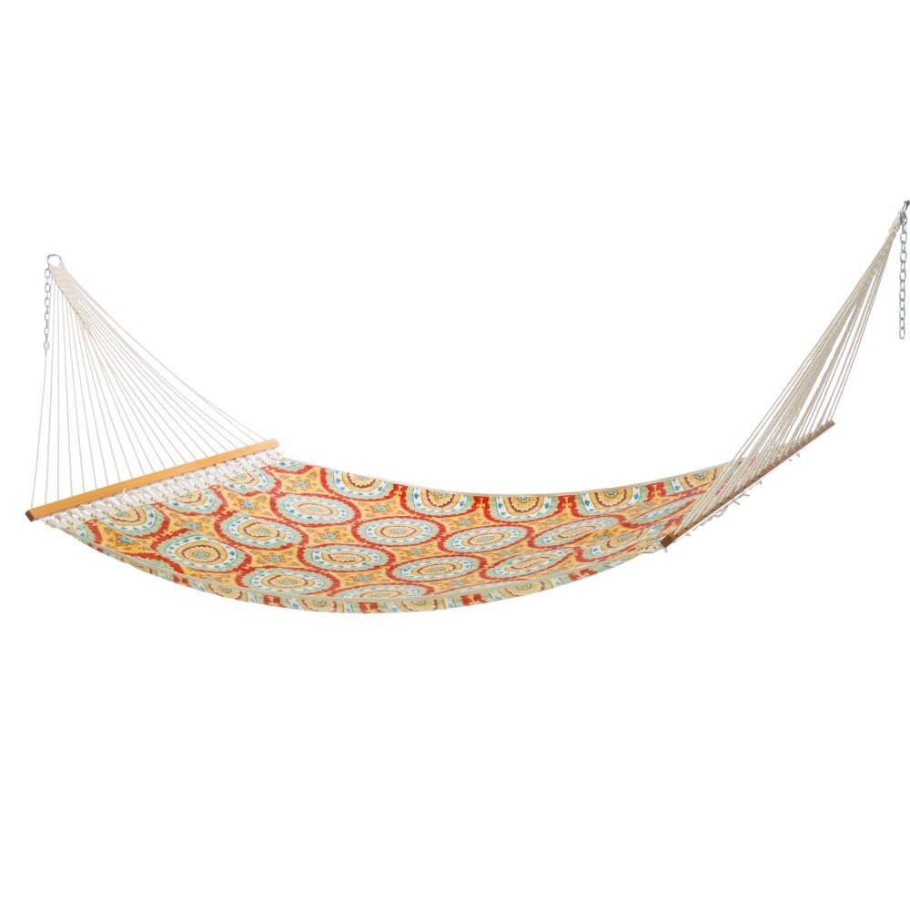 DFO Single Layer Fabric Hammock - Lightweight & Portable for Camping, Backyard, Beach - Inessa Sunset Design - Perfect for Outdoor Relaxation & Travel