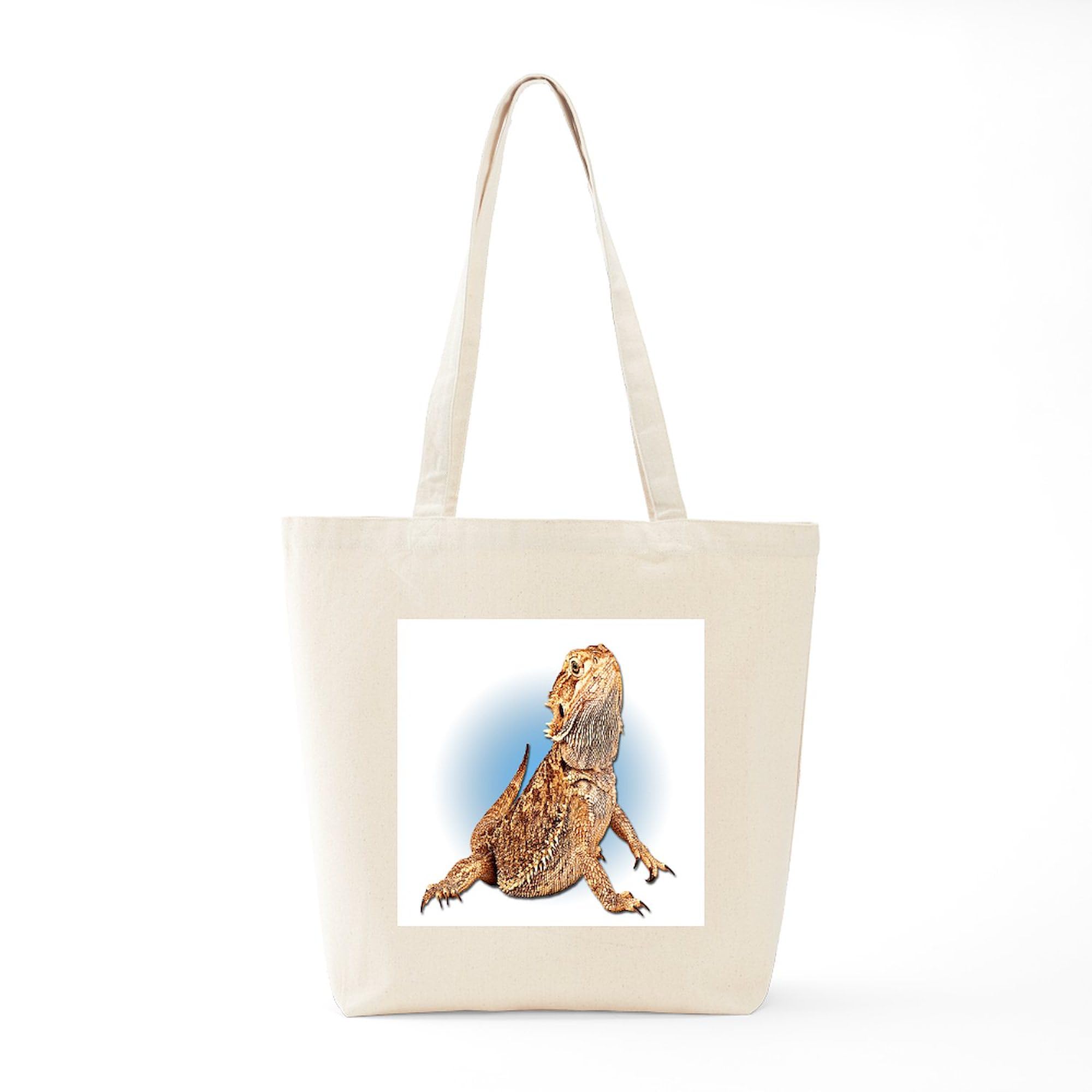 Bearded Dragon Tote Bag - Natural Canvas Reusable Shopping Bag for Pet Lovers | Eco-Friendly Grocery Tote for Reptile Enthusiasts & Daily Use