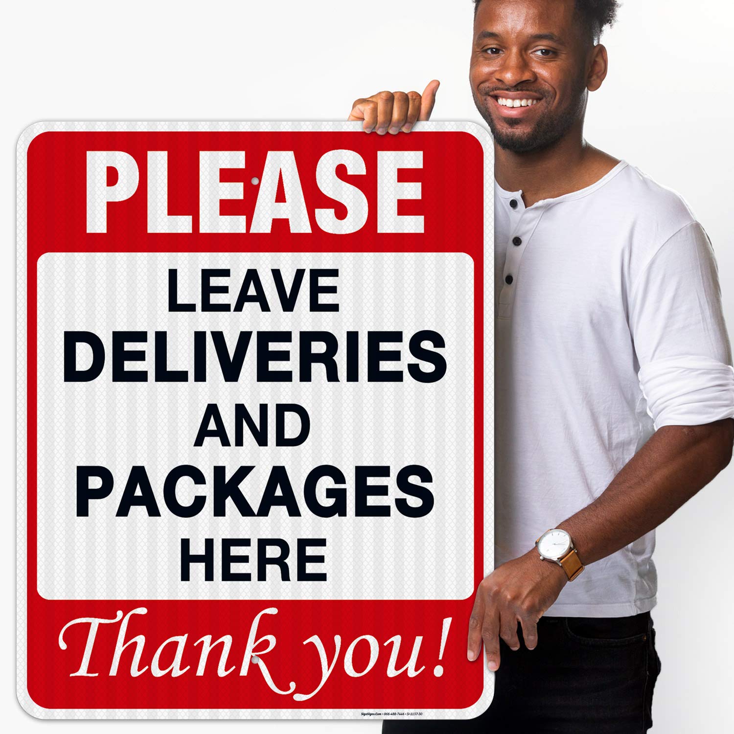 3M EGP Reflective Aluminum Delivery Sign - 24x30 Inches, Fade Resistant for Indoor & Outdoor Use - Perfect for Package Drop-Off Areas, Porches & Driveways - Made in USA