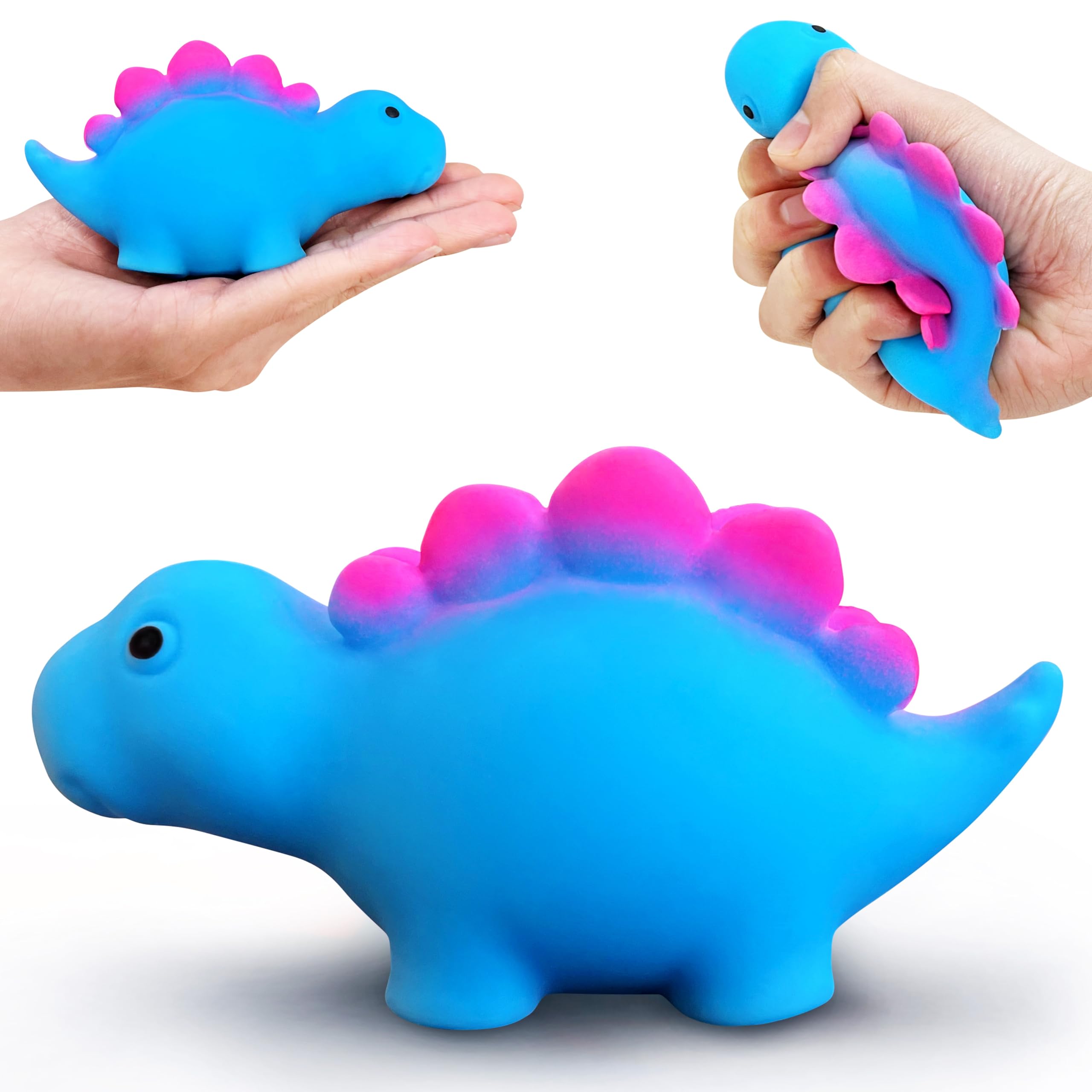 Stegosaurus Squishy Stress Balls - Dinosaur Squeeze Toys for Kids & Adults | Stretchy Fidget Toys for Anxiety Relief, Sensory Play & Classroom Rewards | Blue Dinosaur Sensory Toys for Stress Relief, Office Desk & Travel Companion