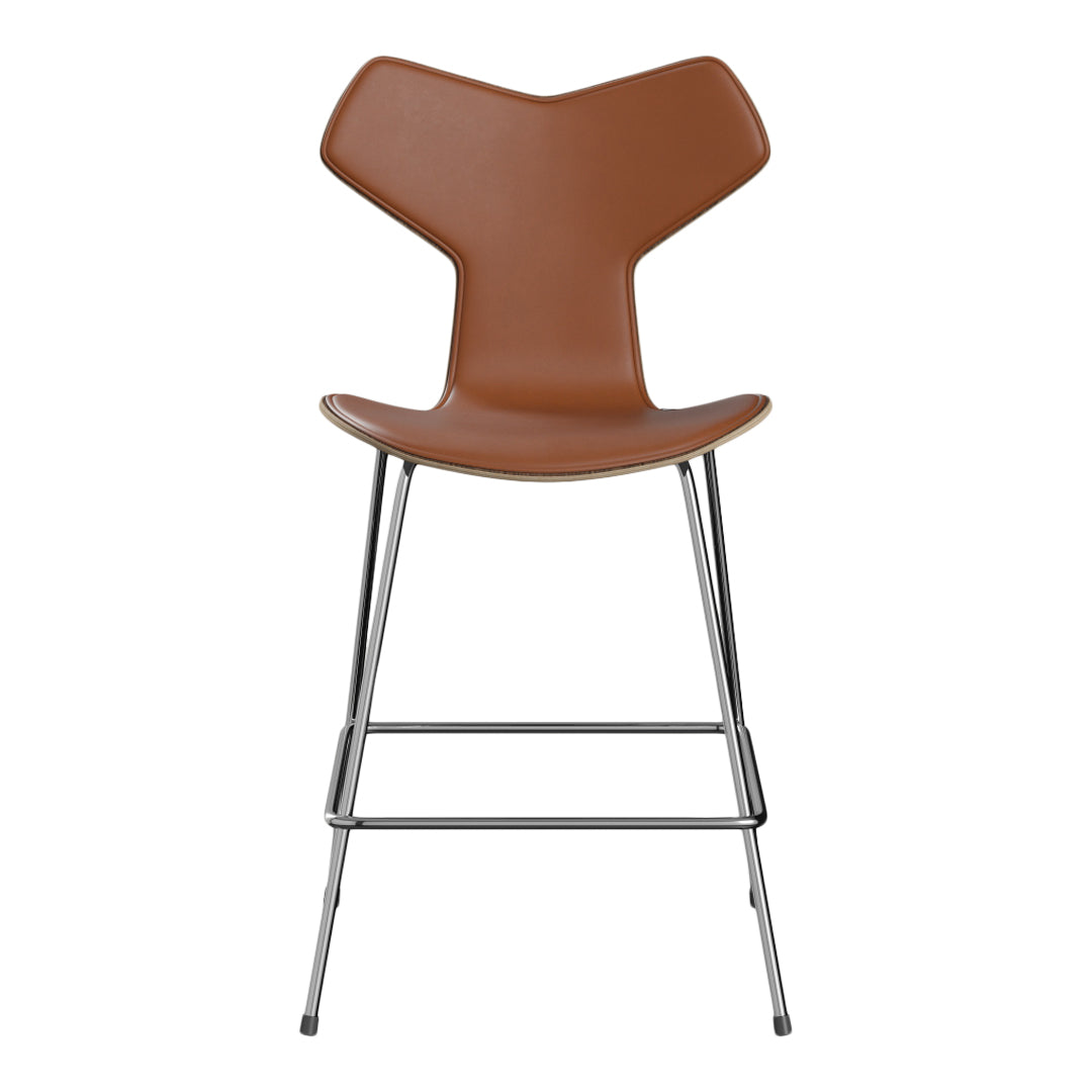 Grand Prix Counter Chair 3138 - Clear Lacquered Wooden Bar Stool with Front Upholstered Seat - Perfect for Kitchen Islands, Home Bars & Restaurant Counter Seating