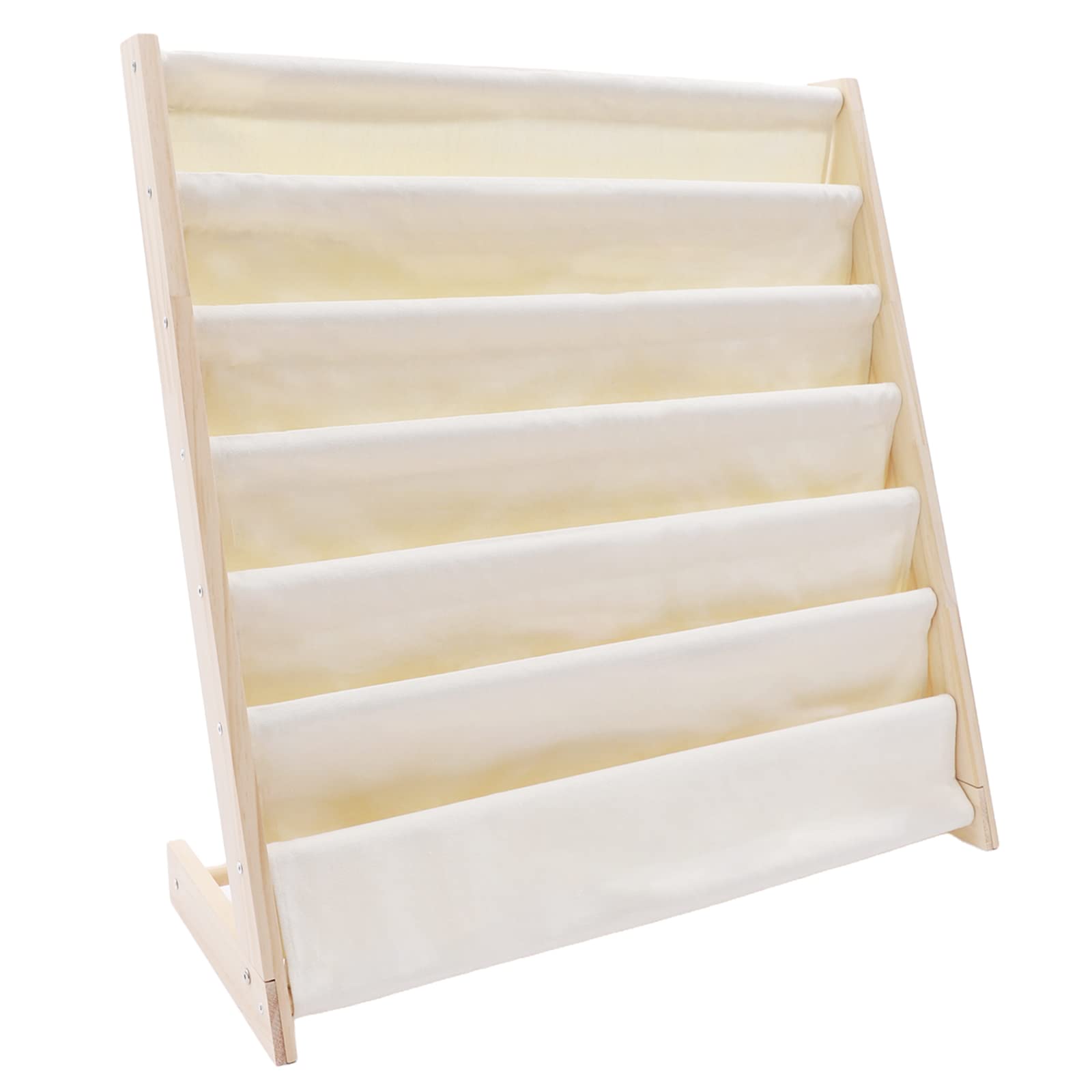 Kids Bookcase Organizer - Standing Book Storage Shelf with Canvas & Pine, Toy Display Rack for Bedroom & Playroom - Perfect for Kids' Book Storage, Toy Organization & Room Decor
