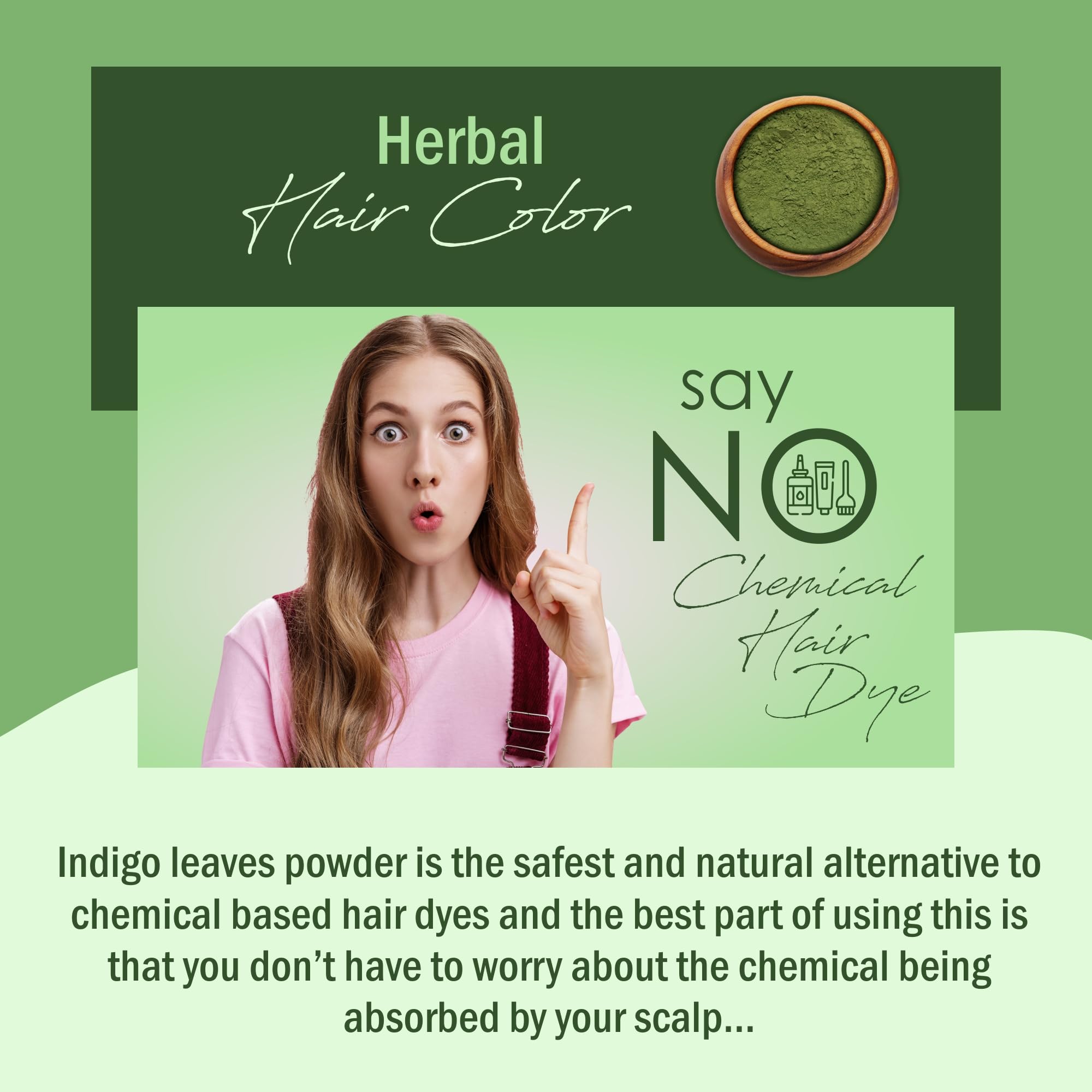 Organic IYUSH Ayurvedic Indigo Powder for Hair - 250gm | Natural Herbal Hair Dye | Chemical-Free Gray Coverage | Vegan & Cruelty-Free | Perfect for DIY Hair Coloring at Home