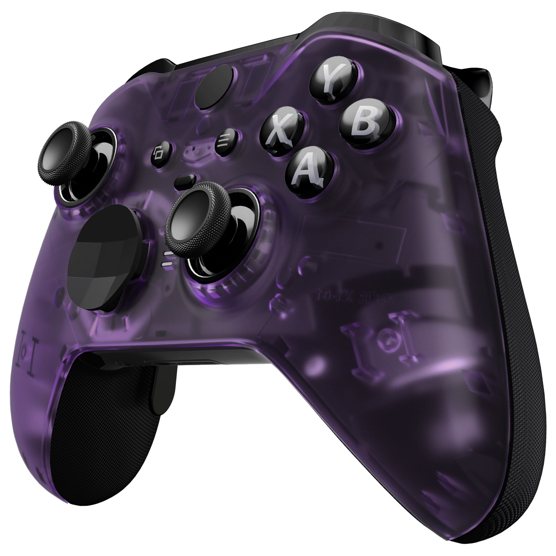 eXtremeRate Clear Atomic Purple Faceplate Cover & Front Housing Shell Replacement Kit for Xbox One Elite Series 2 Controller (Model 1797 & Core) - Includes Thumbstick Accent Rings - Perfect for Gaming, Customization & Controller Protection (ELM504)