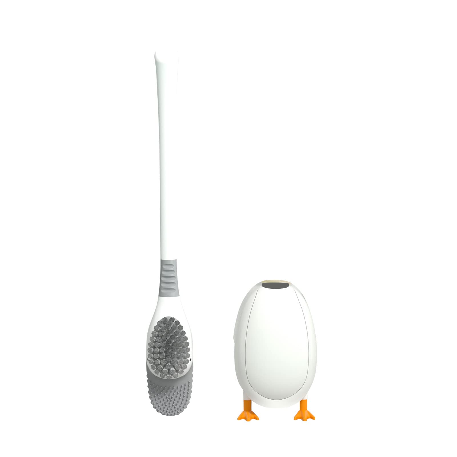 Durable Toilet Bowl Cleaning Brush and Holder Set with Silicone Bristles - Creative Duck Design for Bathroom Storage & Organization | Deep-Cleaning Floor Standing Brush (White) | Perfect for Home, Apartment & RV Bathrooms