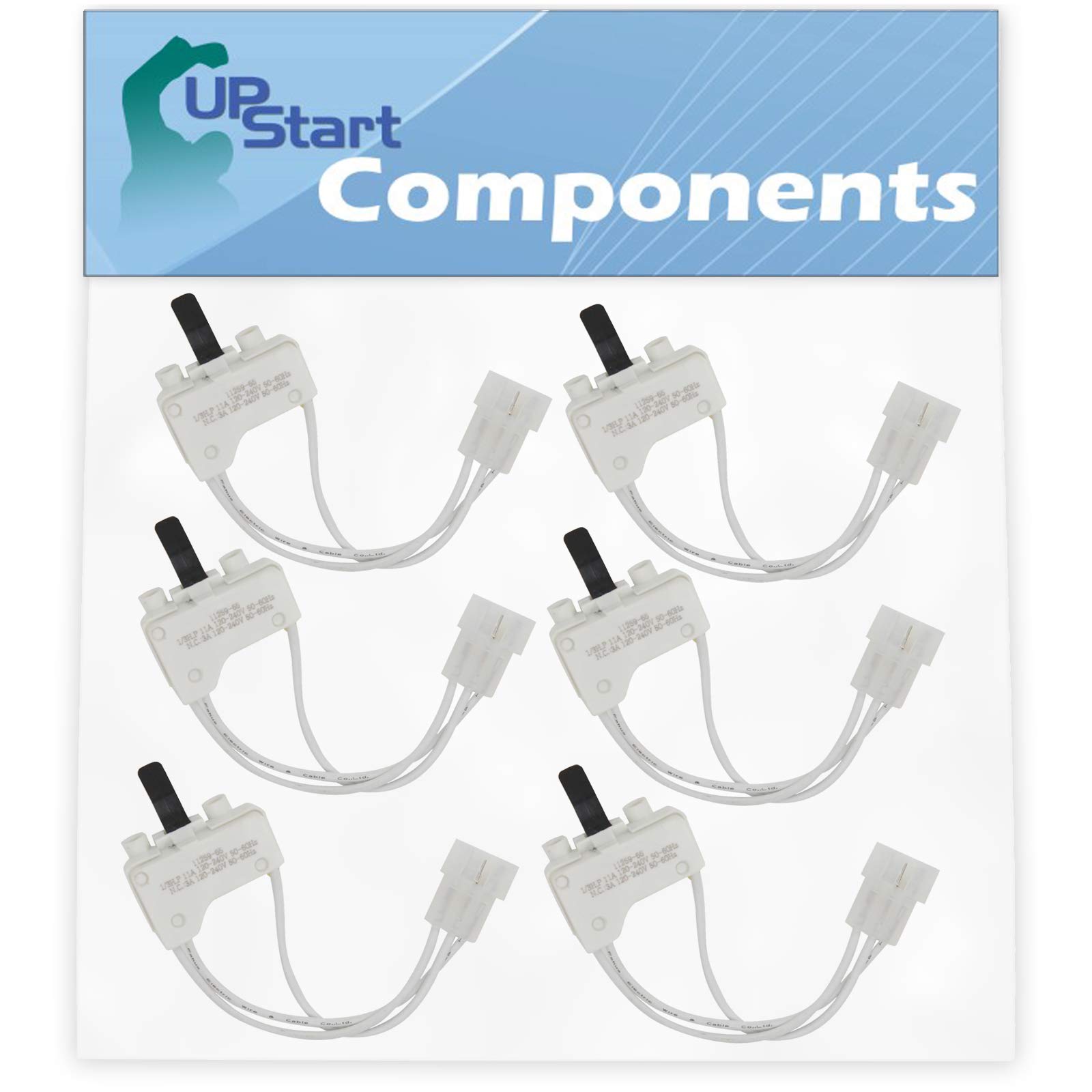6-Pack Maytag 3406107 Dryer Door Switch Replacement - Compatible with WP3406107, 3406109 & 4GNED4400YQ2 Dryers - UpStart Components Brand - Perfect for DIY Appliance Repair and Laundry Room Maintenance