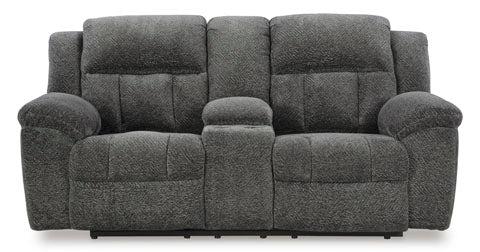 Frohn Graphite Reclining Loveseat Sofa - Modern 2-Seater Recliner with Adjustable Backrest for Living Room, Home Theater & Small Spaces