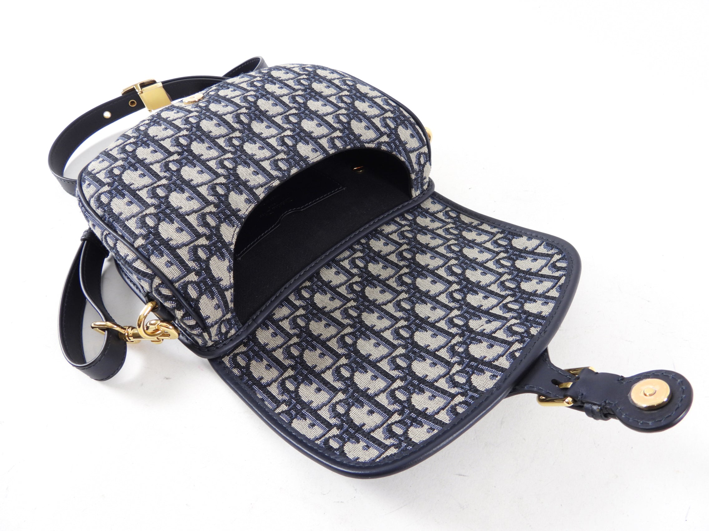 Christian Dior Navy Blue Oblique Jacquard Medium Bobby Bag - Luxury Designer Handbag for Women, Perfect for Work, Travel & Special Occasions